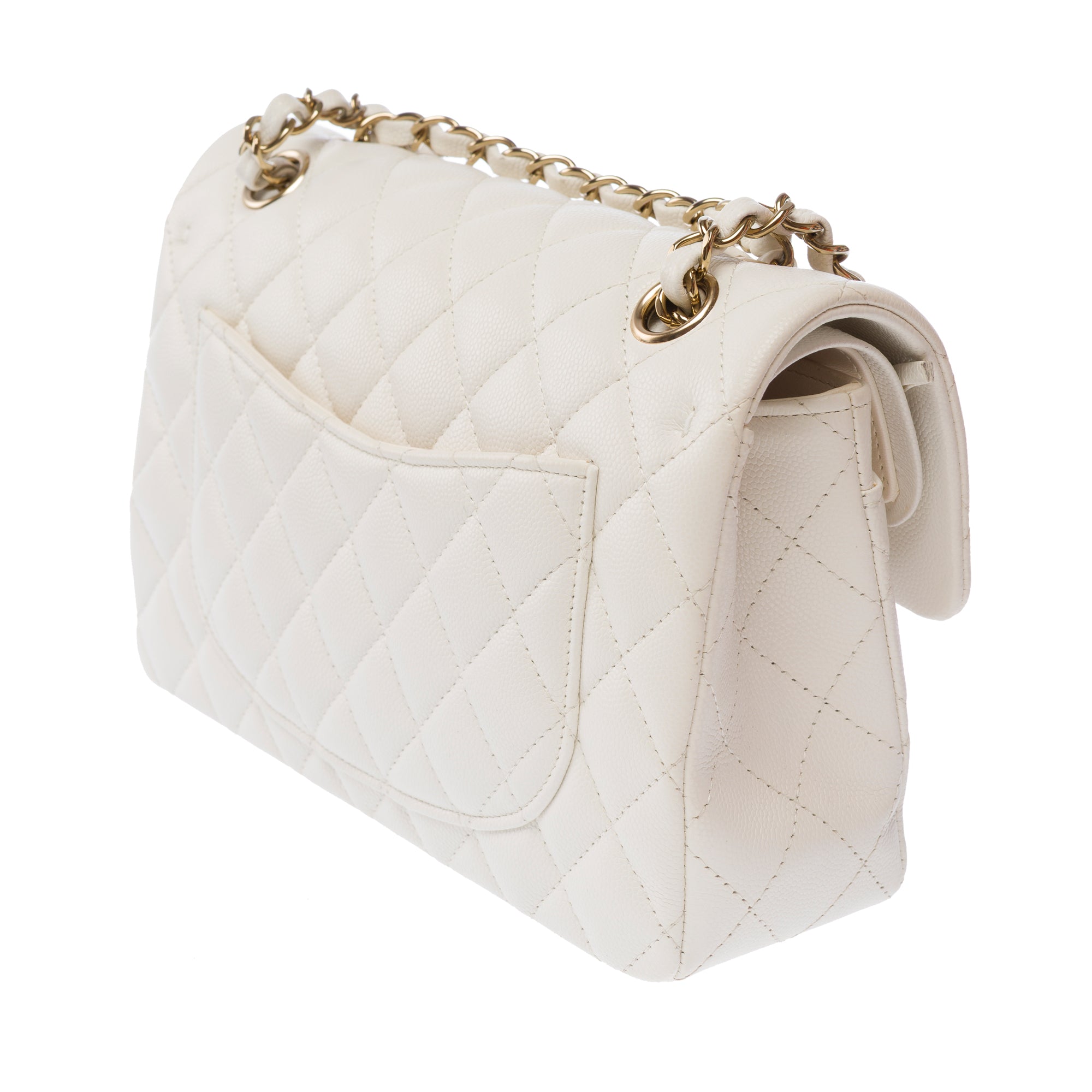 Sac CHANEL Timeless/Classique en Cuir Blanc - 103553