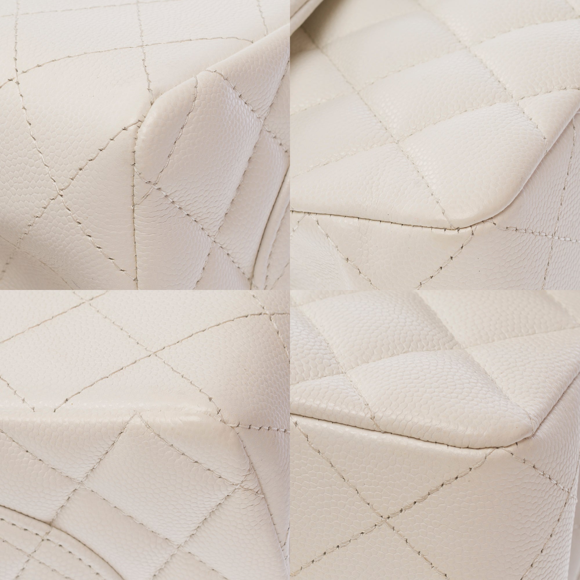 Sac CHANEL Timeless/Classique en Cuir Blanc - 103553