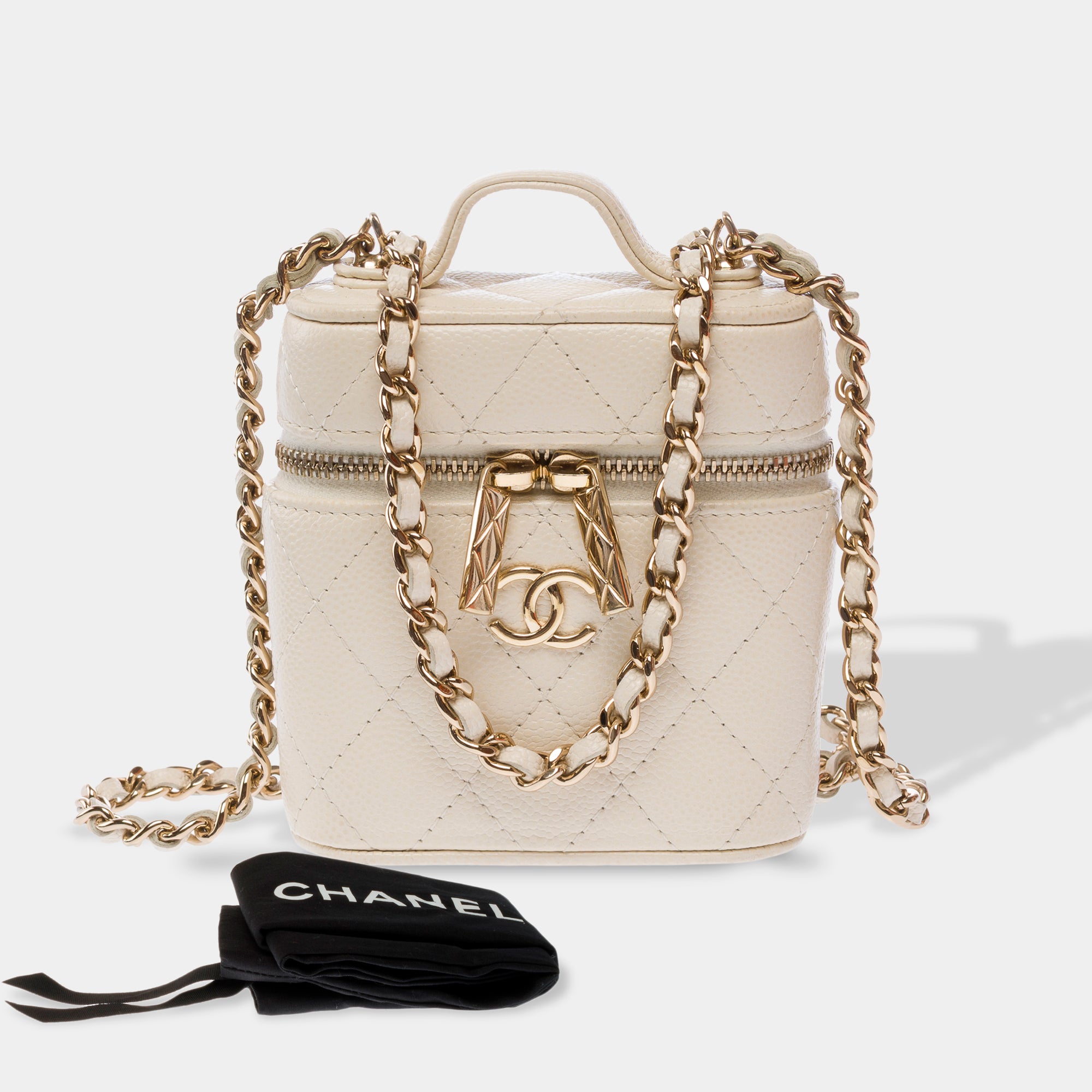 Sac CHANEL Vanity en Cuir Blanc - 103565