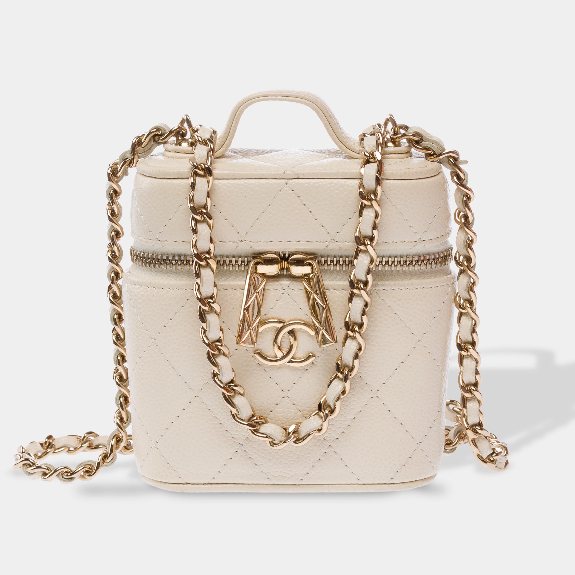 Sac CHANEL Vanity en Cuir Blanc - 103565