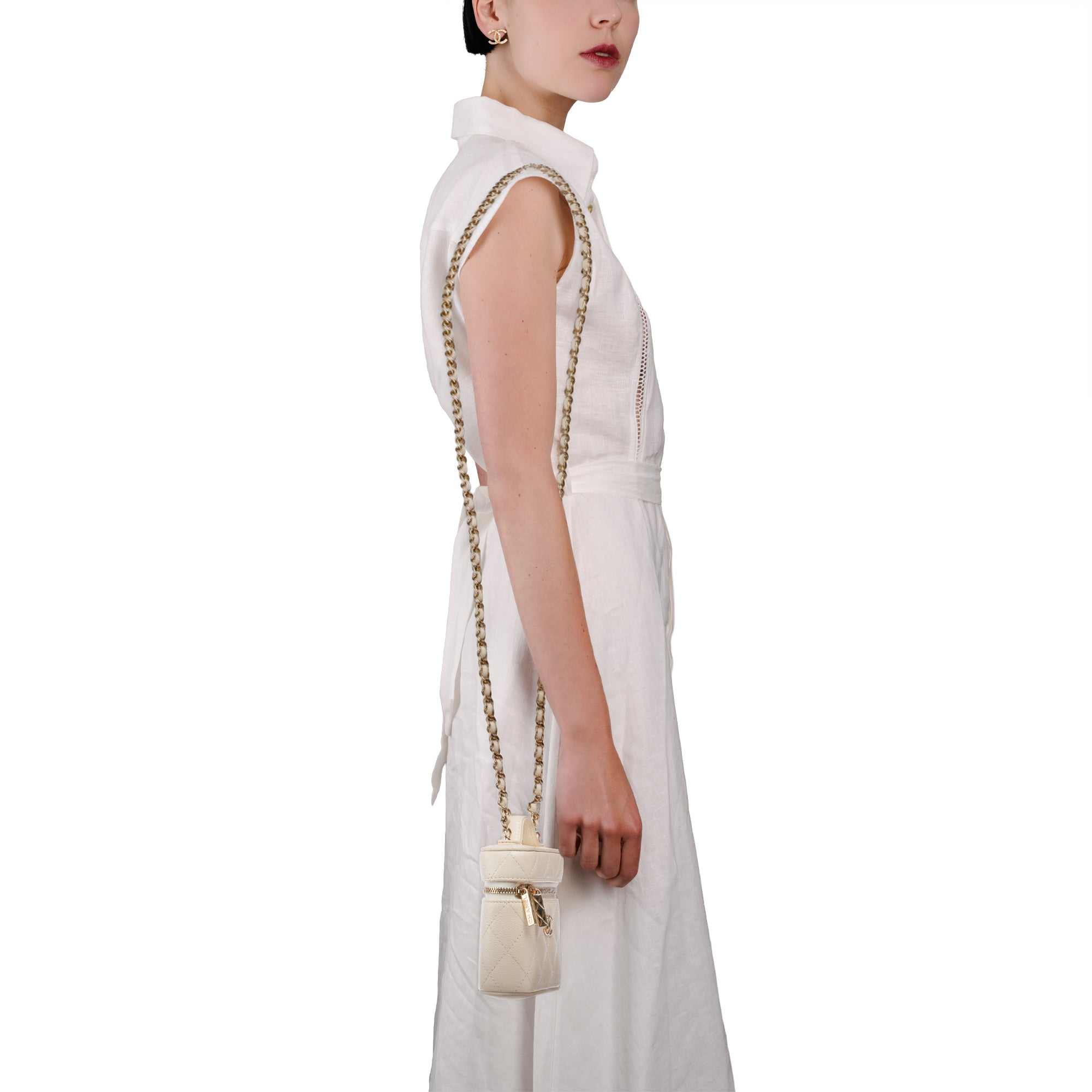 Sac CHANEL Vanity en Cuir Blanc - 103565