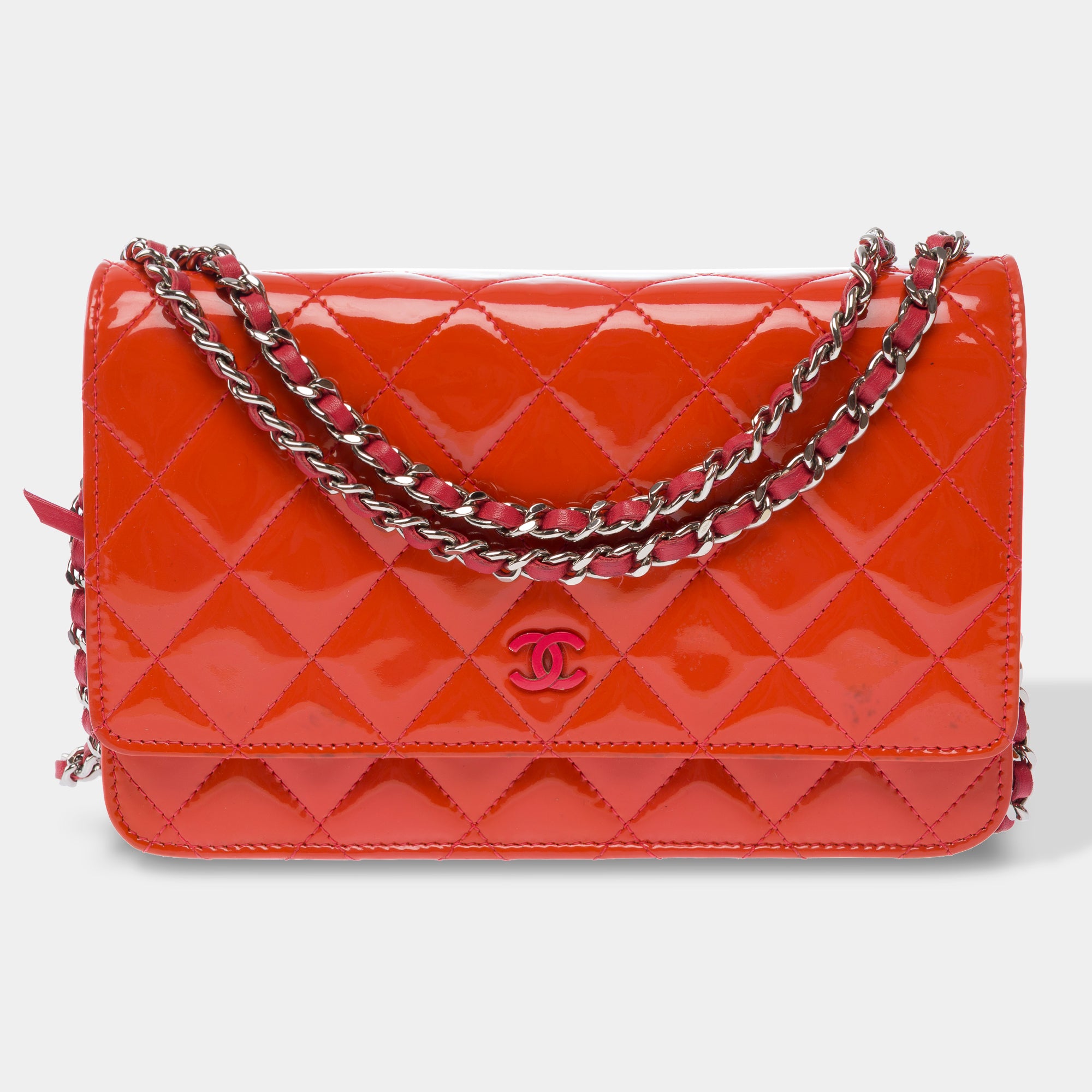 Sac CHANEL Wallet on Chain en Cuir Orange - 103541