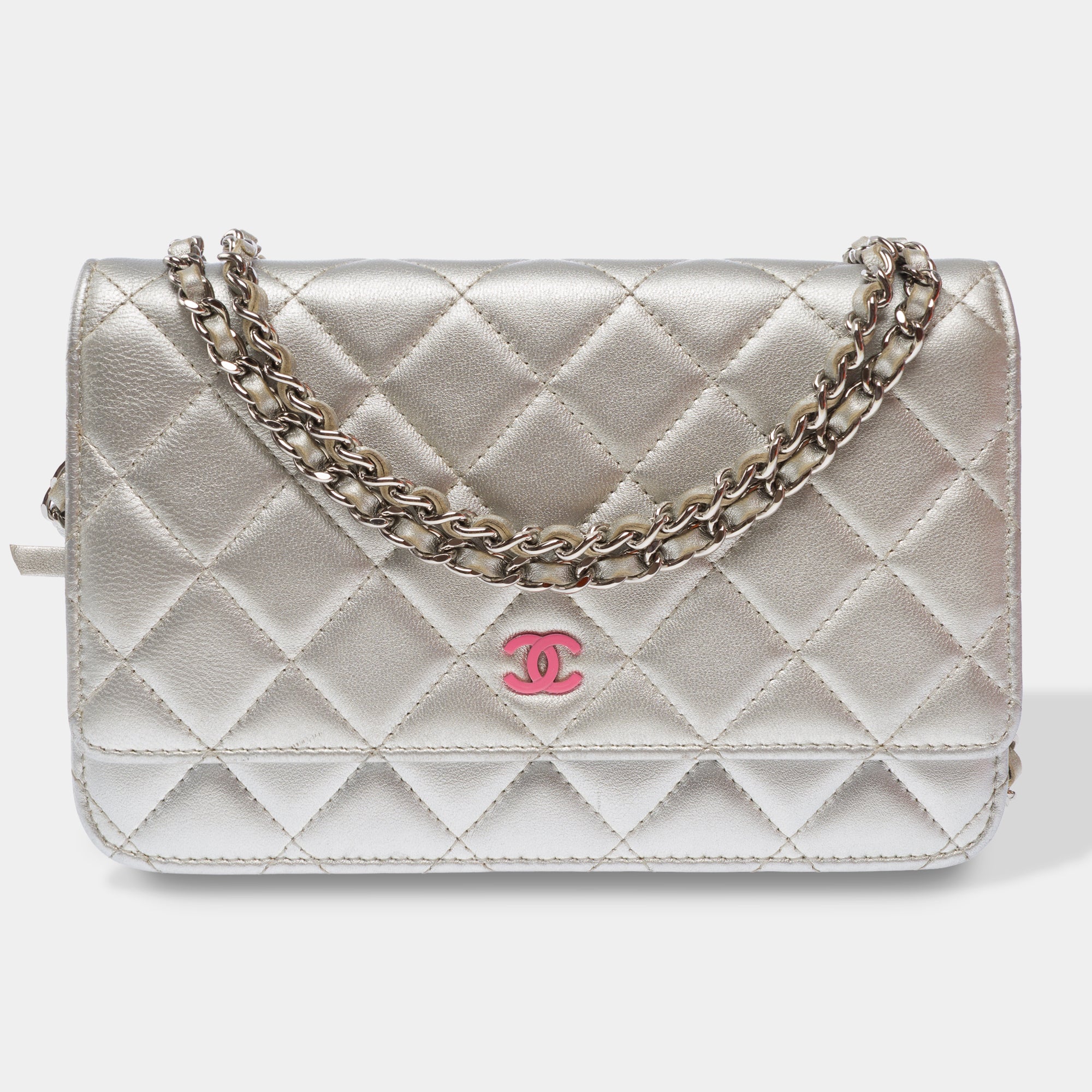 Sac CHANEL Wallet on Chain en Cuir Argent - 103566