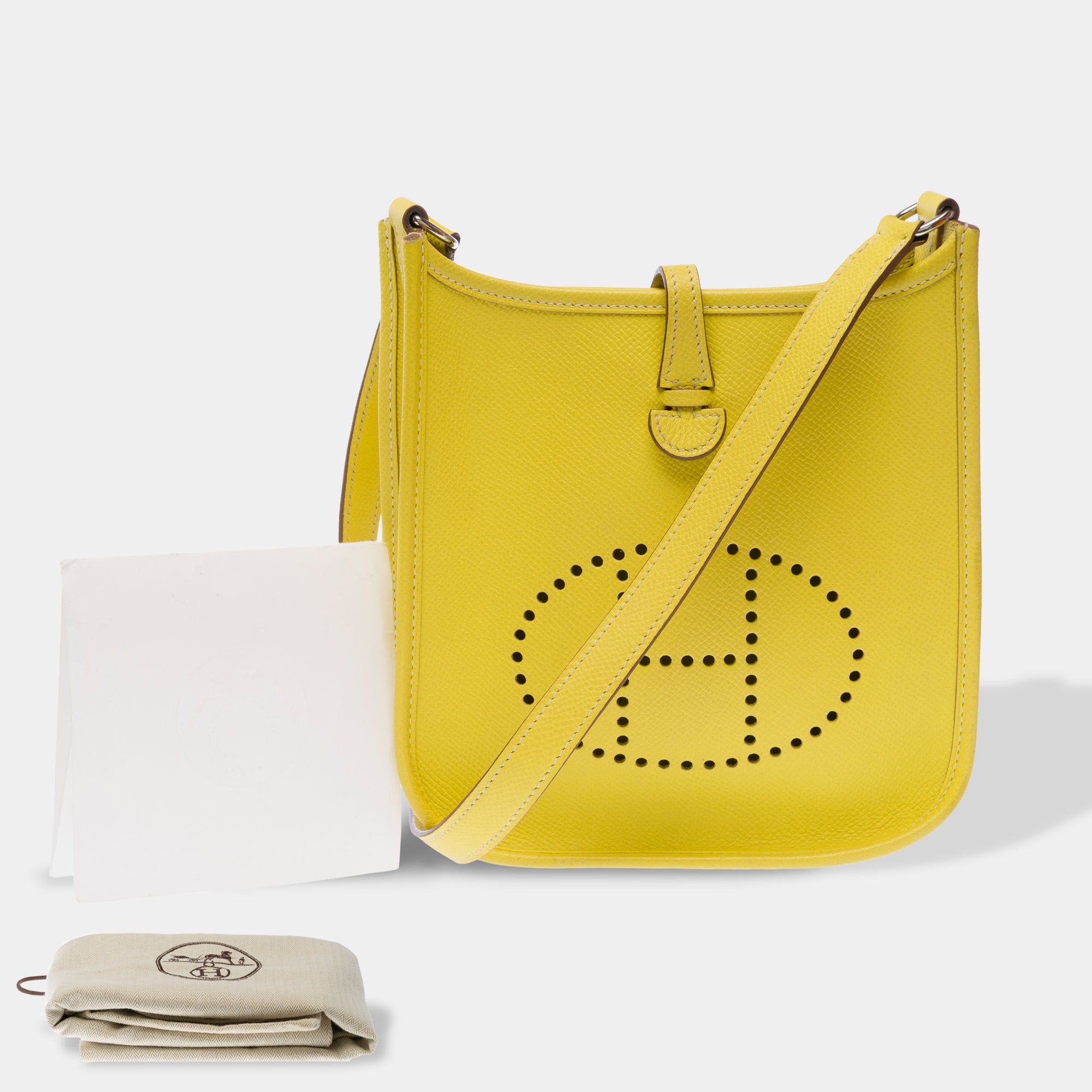 Sac HERMES Mini Evelyne en Cuir Jaune - 103591