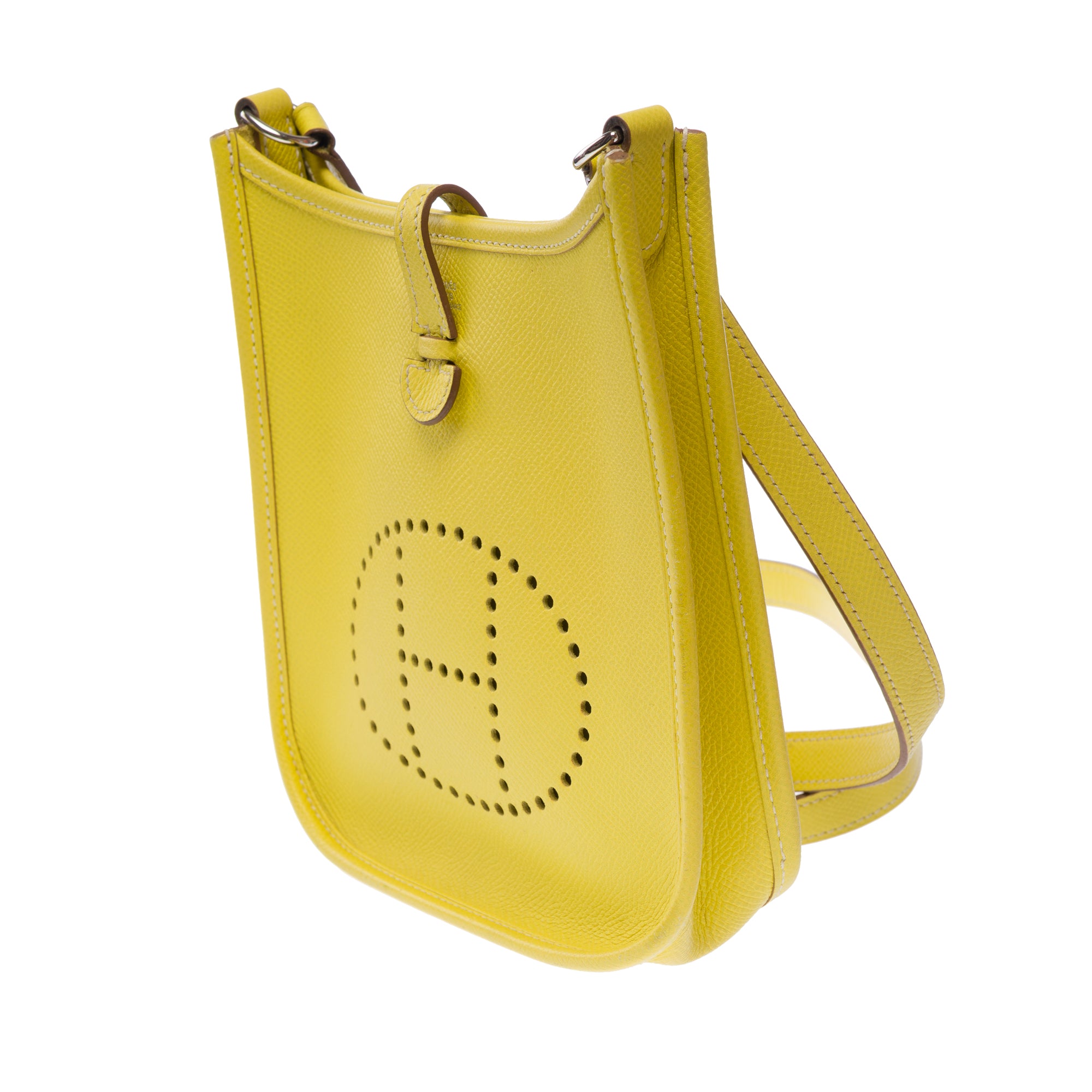 Sac HERMES Mini Evelyne en Cuir Jaune - 103591