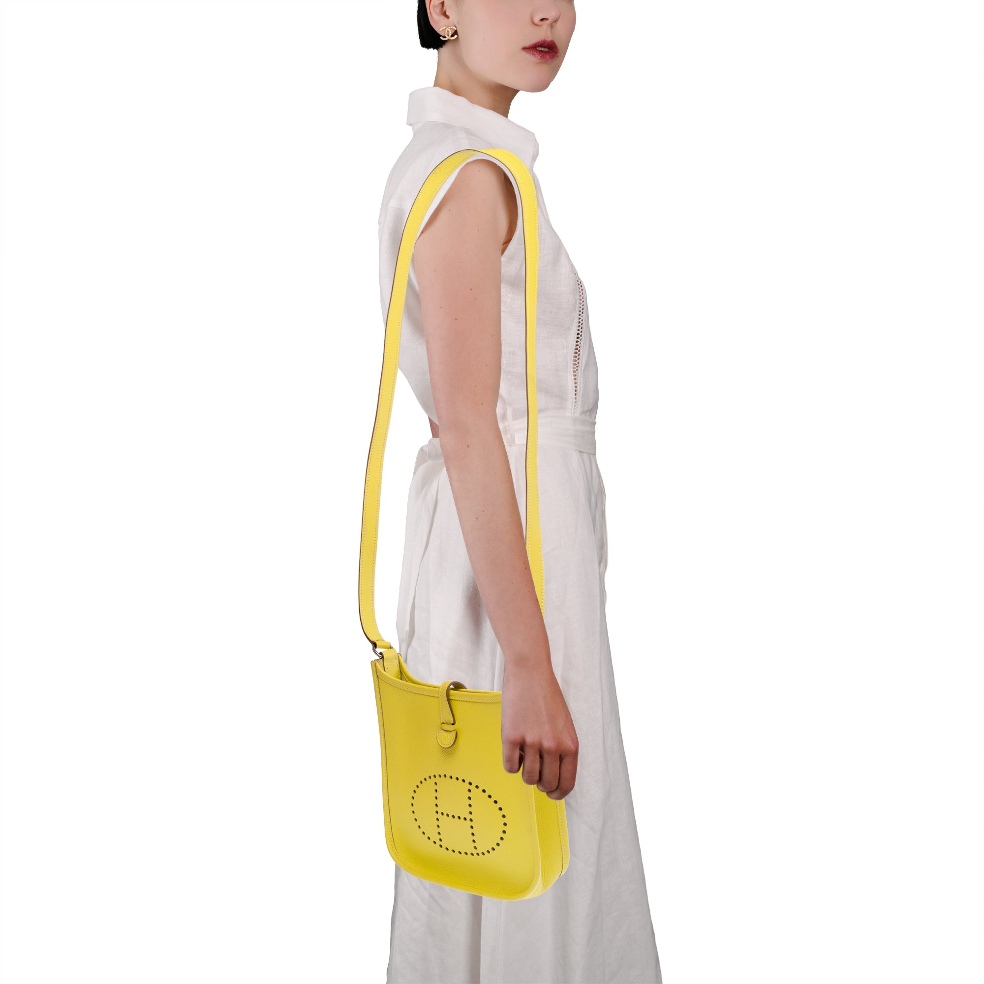 Sac HERMES Mini Evelyne en Cuir Jaune - 103591