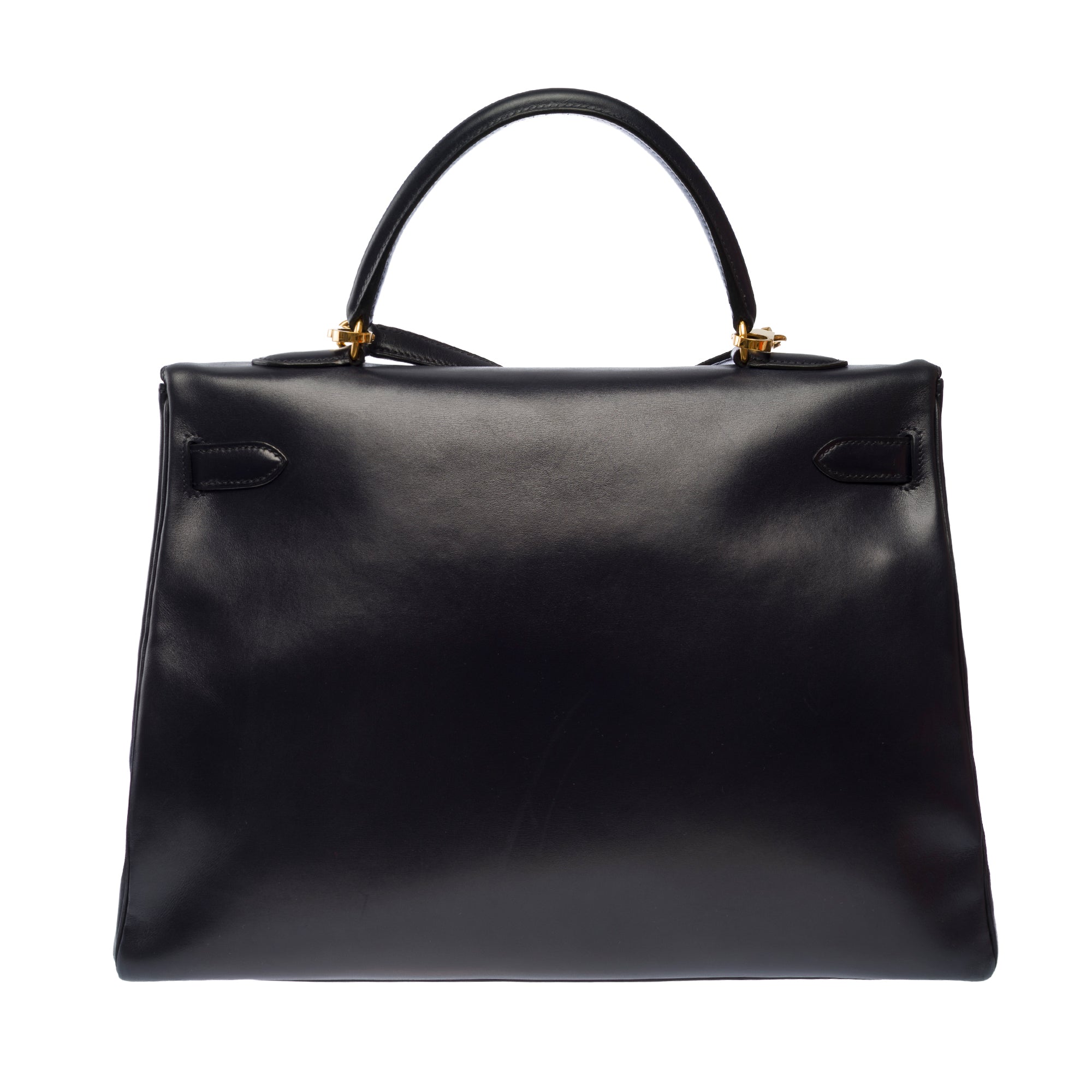 Sac HERMES Kelly 35 en Cuir Bleu Marine - 103528