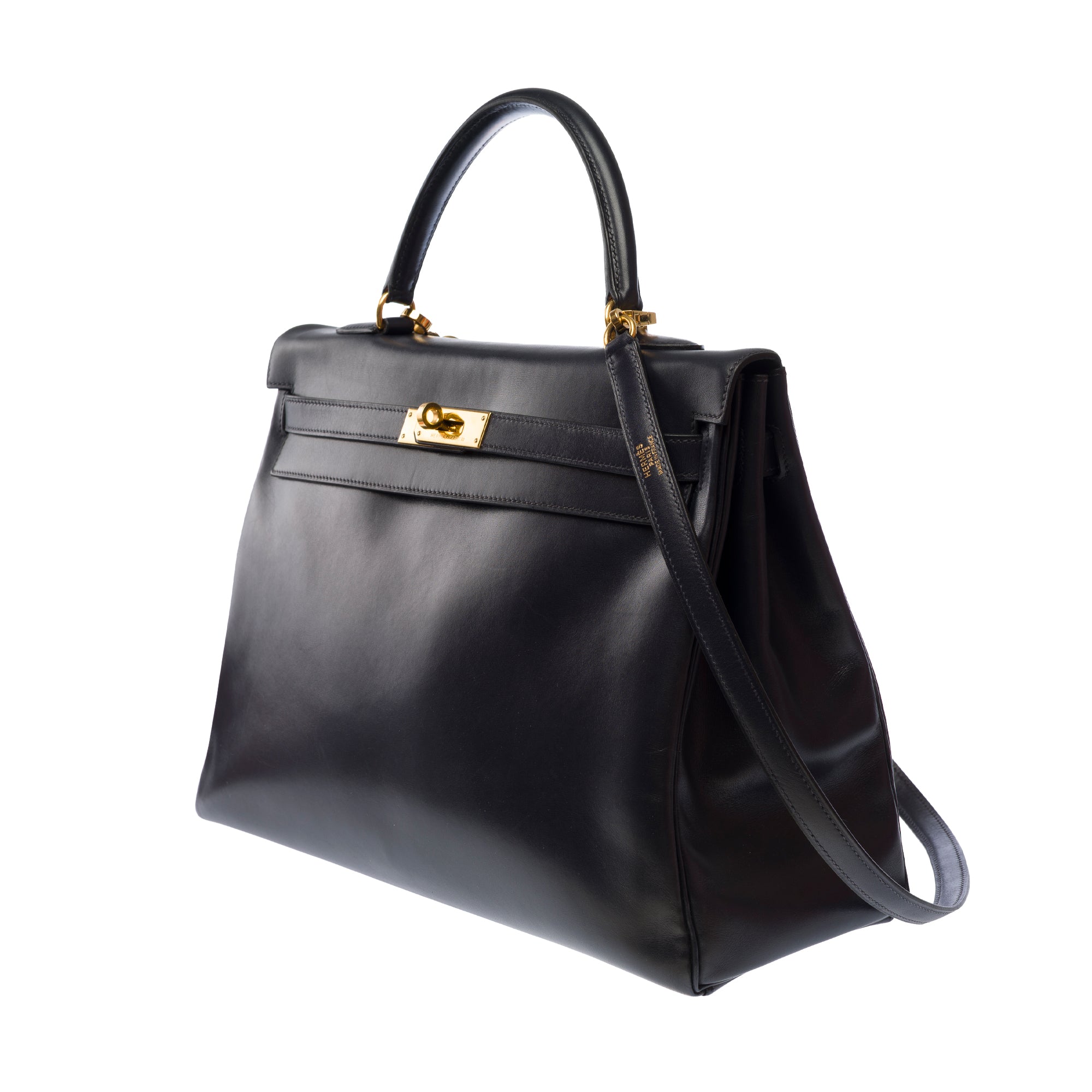 Sac HERMES Kelly 35 en Cuir Bleu Marine - 103528
