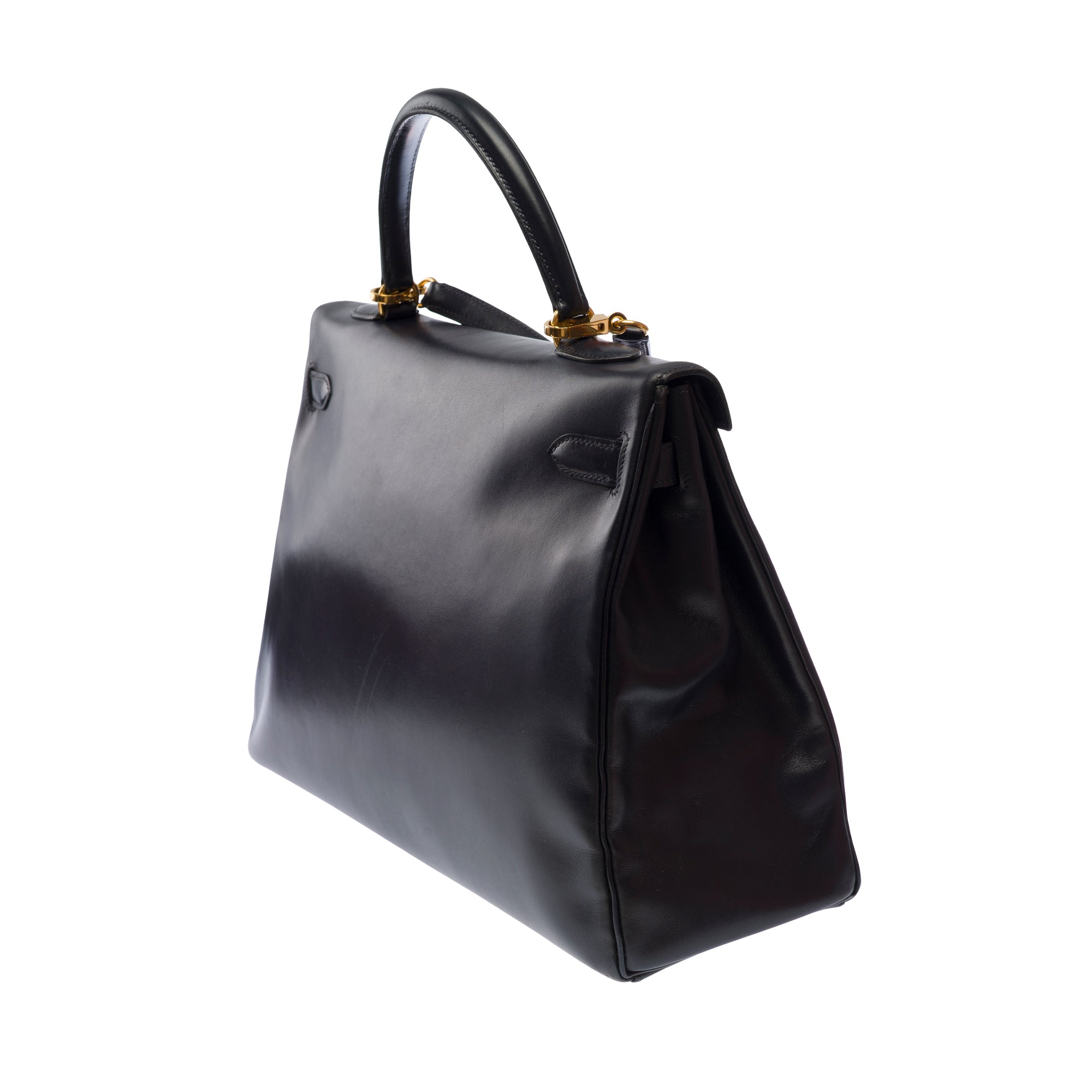 Sac HERMES Kelly 35 en Cuir Bleu Marine - 103528