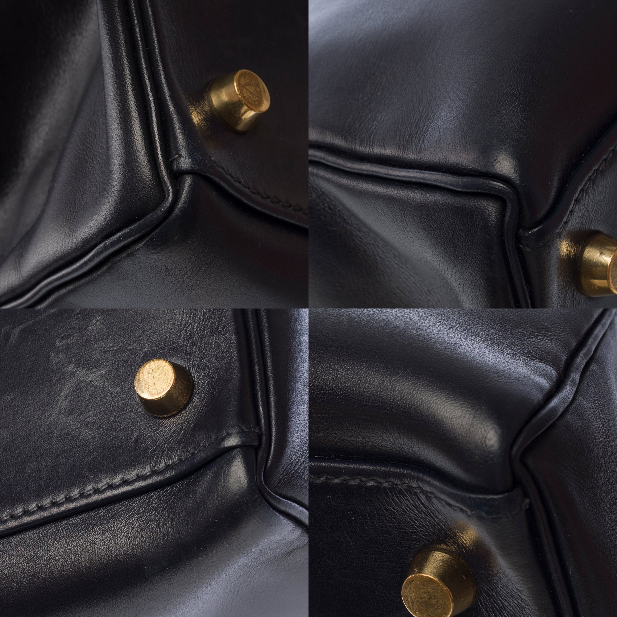 Sac HERMES Kelly 35 en Cuir Bleu Marine - 103528