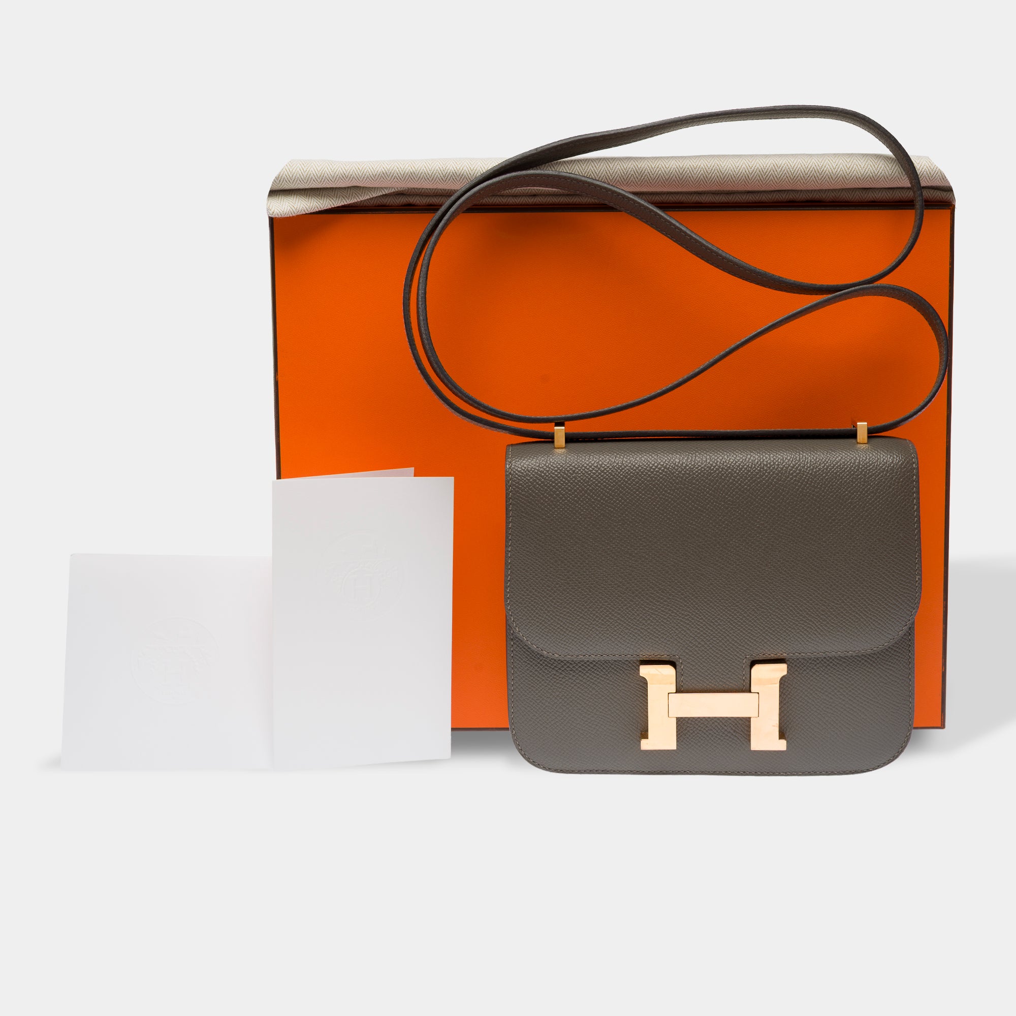 Sac HERMES Constance en Cuir Gris - 103629