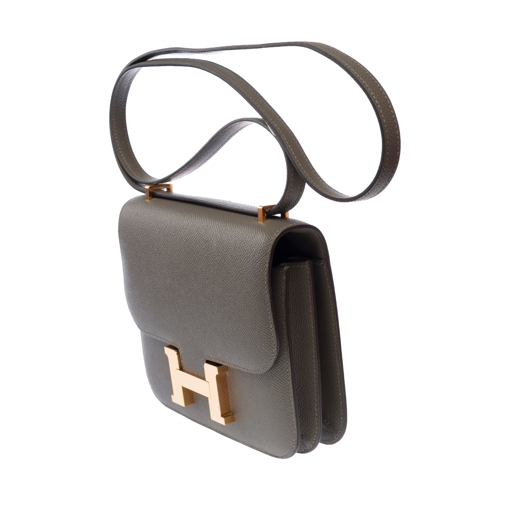 Sac HERMES Constance en Cuir Gris - 103629