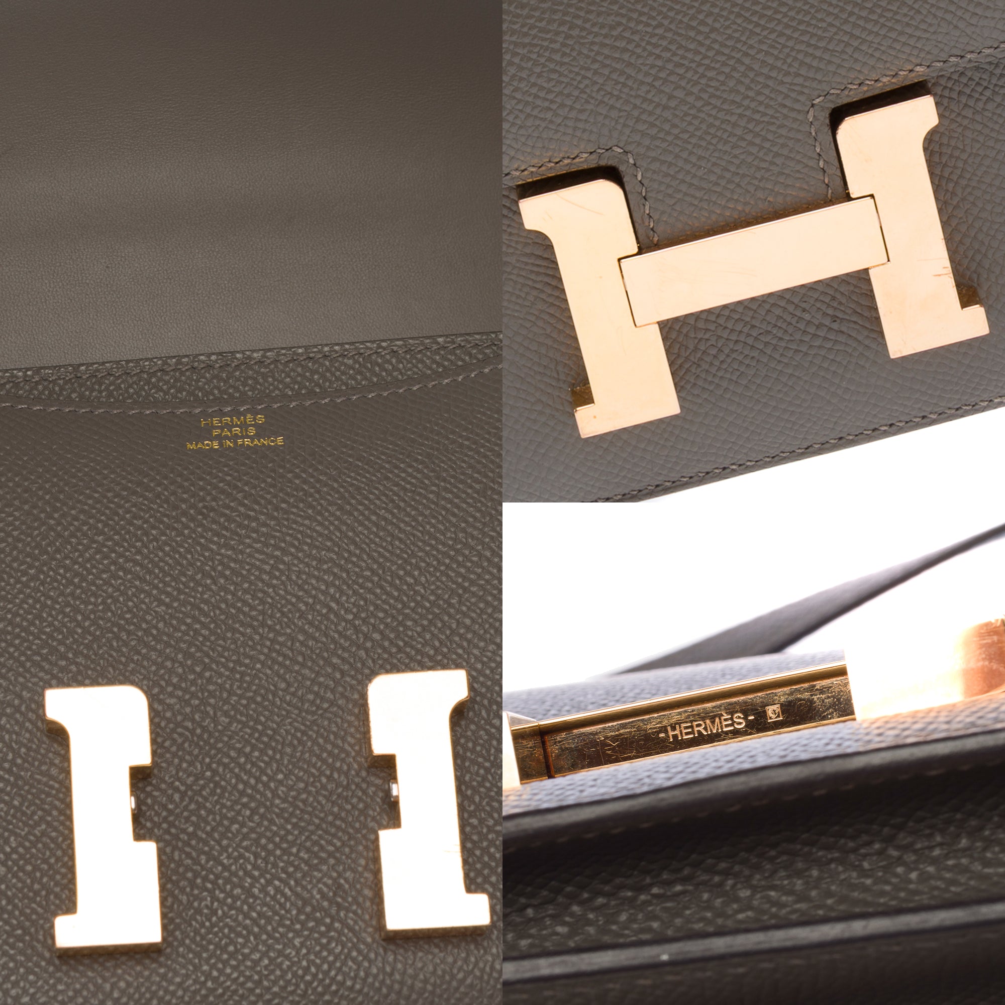 Sac HERMES Constance en Cuir Gris - 103629