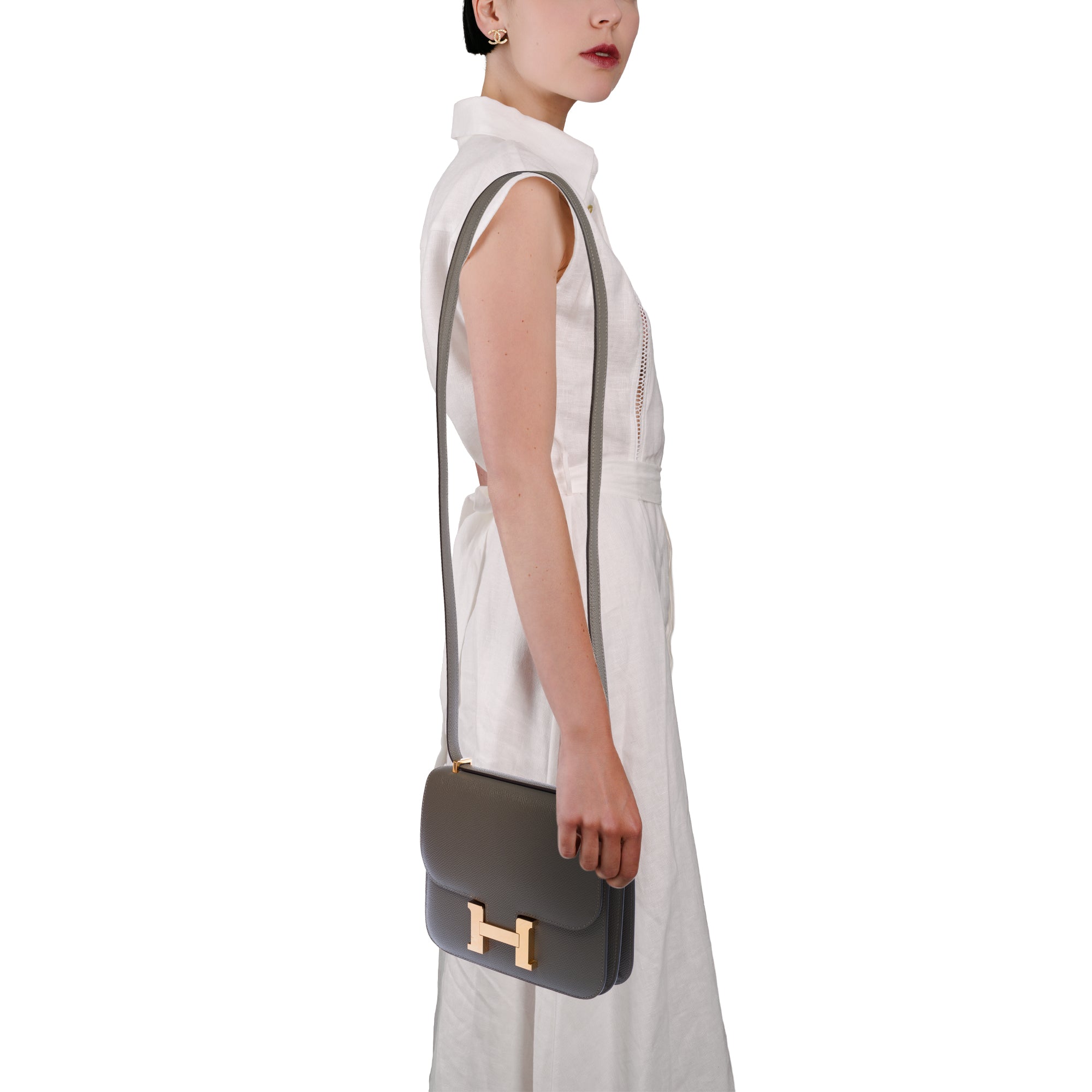 Sac HERMES Constance en Cuir Gris - 103629
