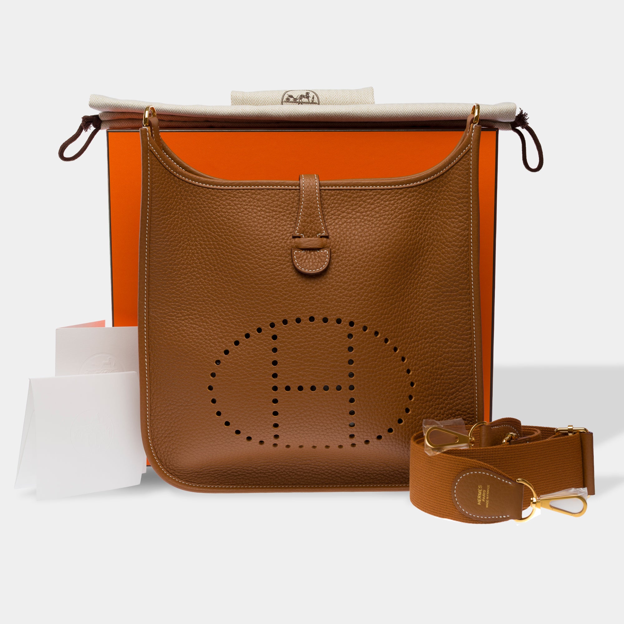 Sac HERMES Evelyne en Cuir Doré - 103621