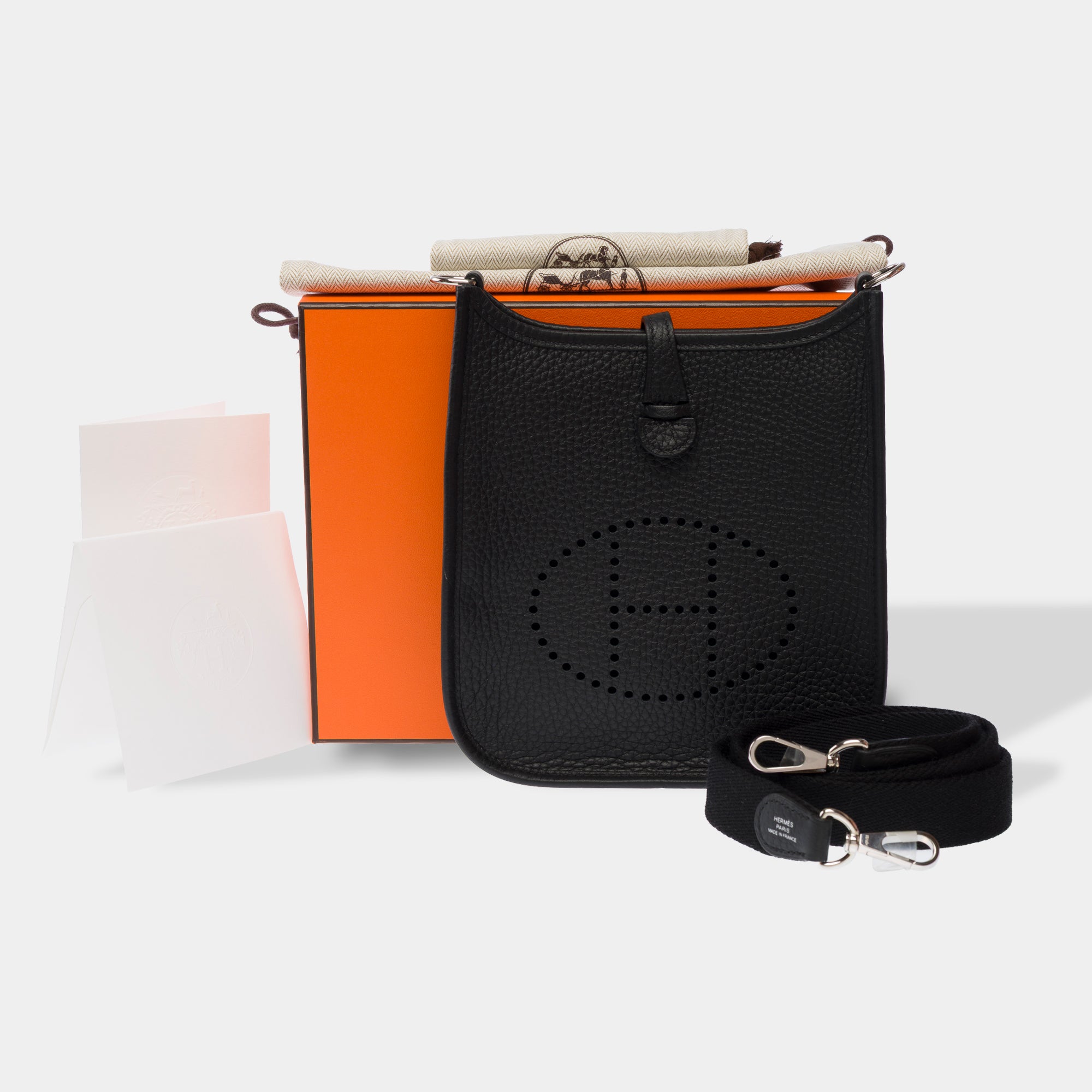 Sac HERMES Mini Evelyne en Cuir Noir - 103616