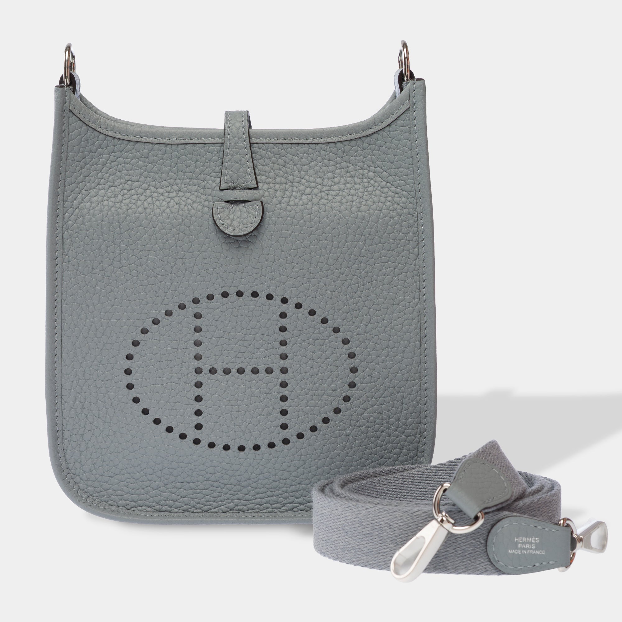 Sac HERMES Mini Evelyne en Cuir Gris - 103615