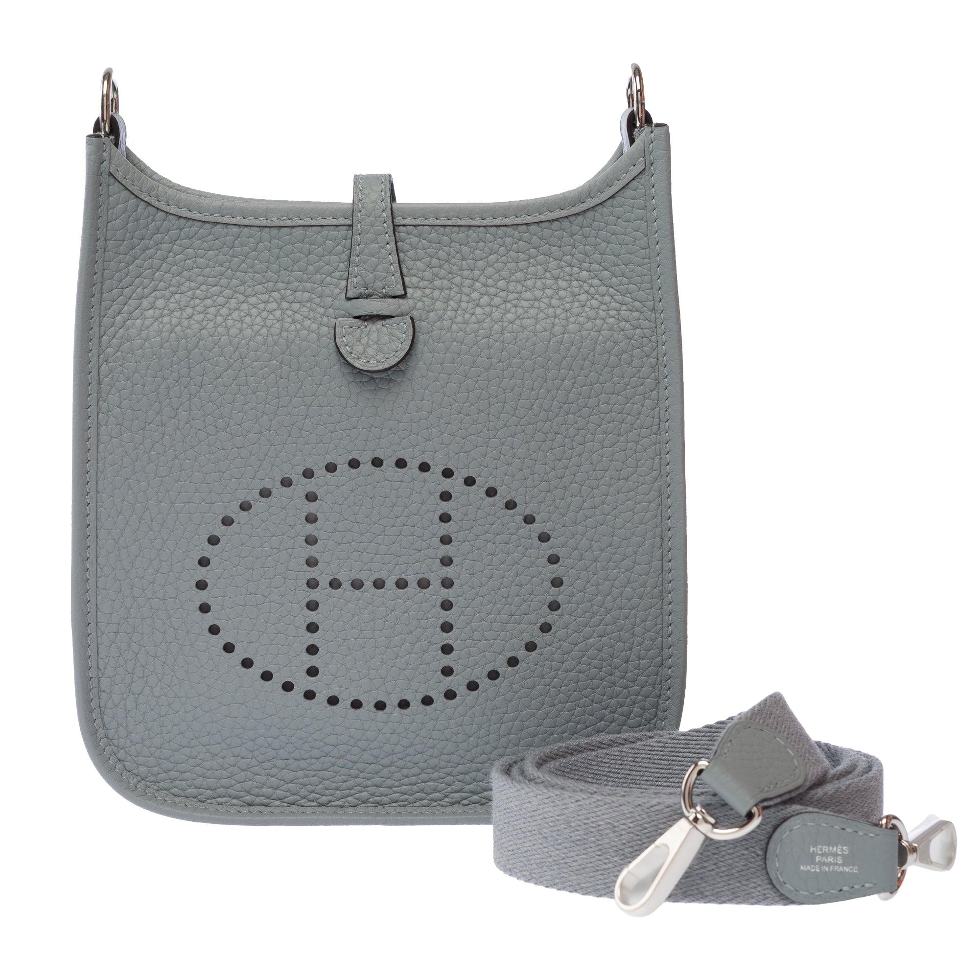 Sac HERMES Mini Evelyne en Cuir Gris - 103615