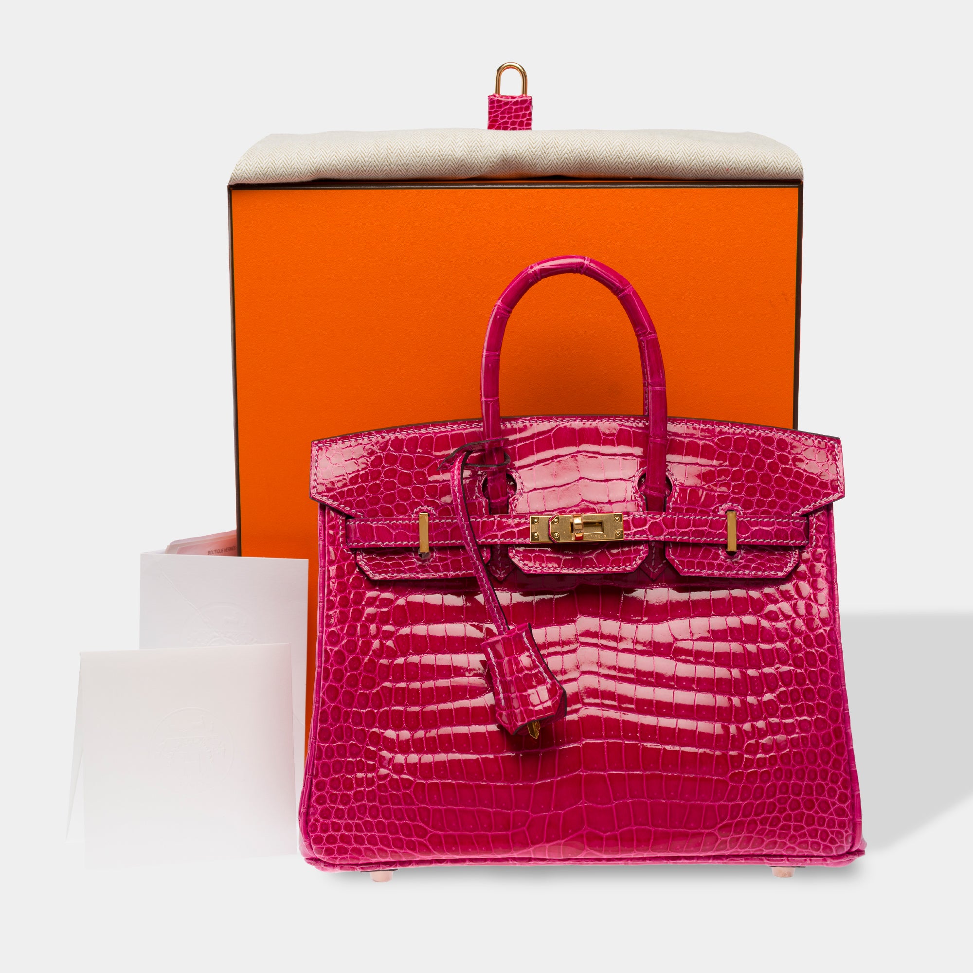 Sac HERMES Birkin 25 en Cuirs exotiques Rose - 103600