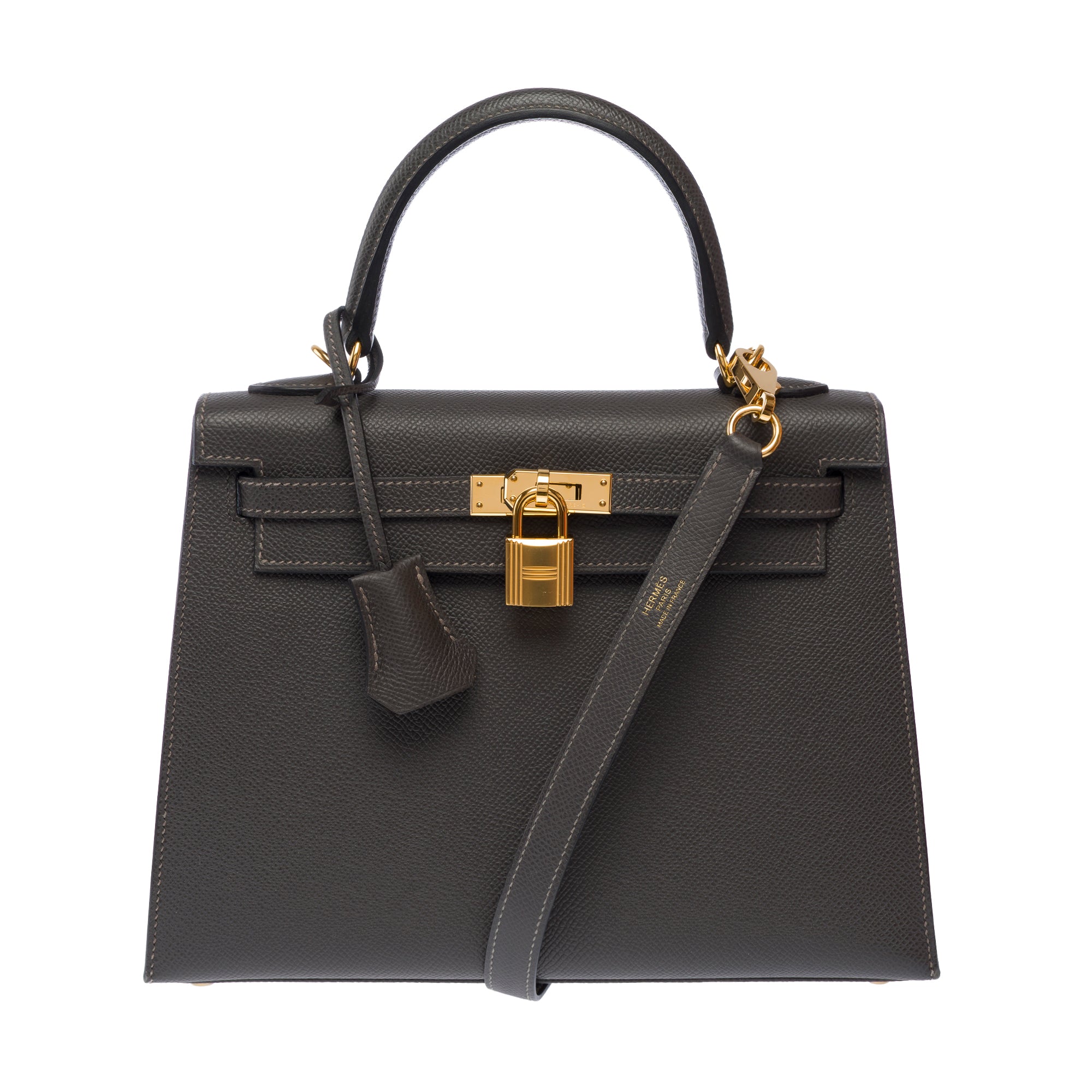 Sac HERMES Kelly 25 en Cuir Gris - 103628
