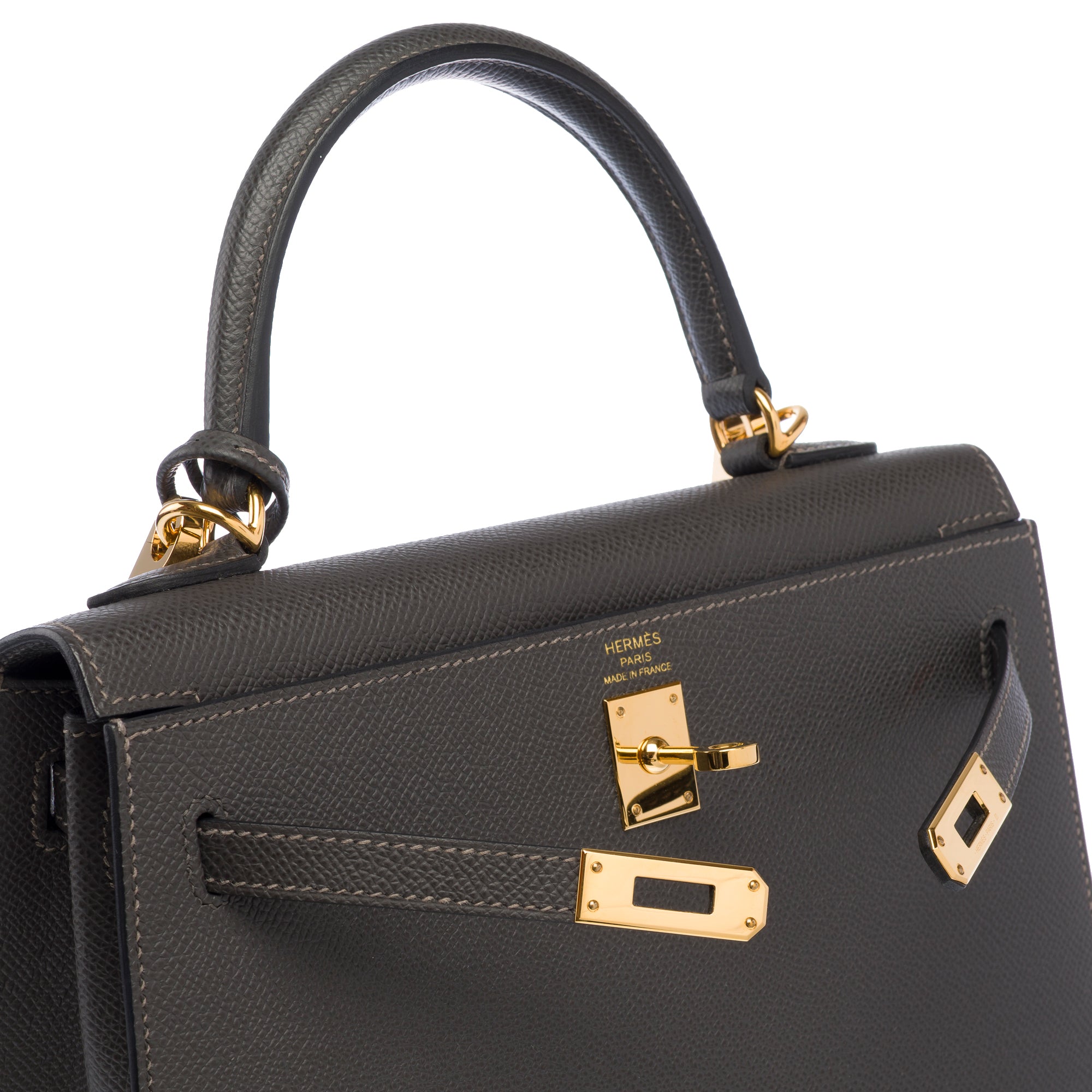 Sac HERMES Kelly 25 en Cuir Gris - 103628