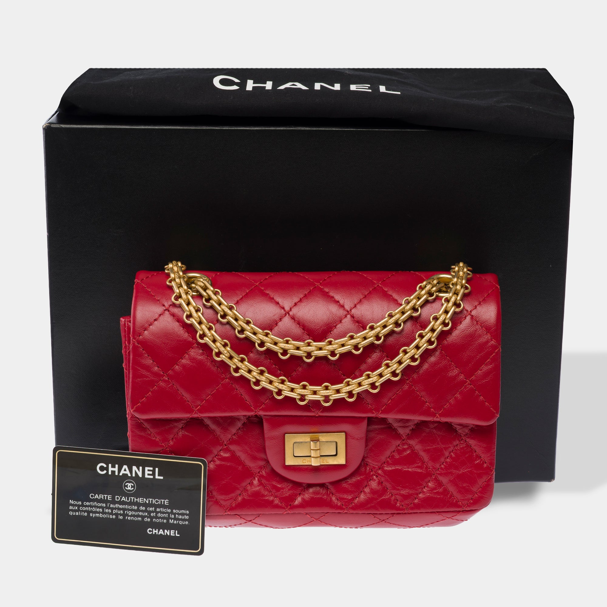 Sac CHANEL 2.55 en Cuir Rouge - 103635