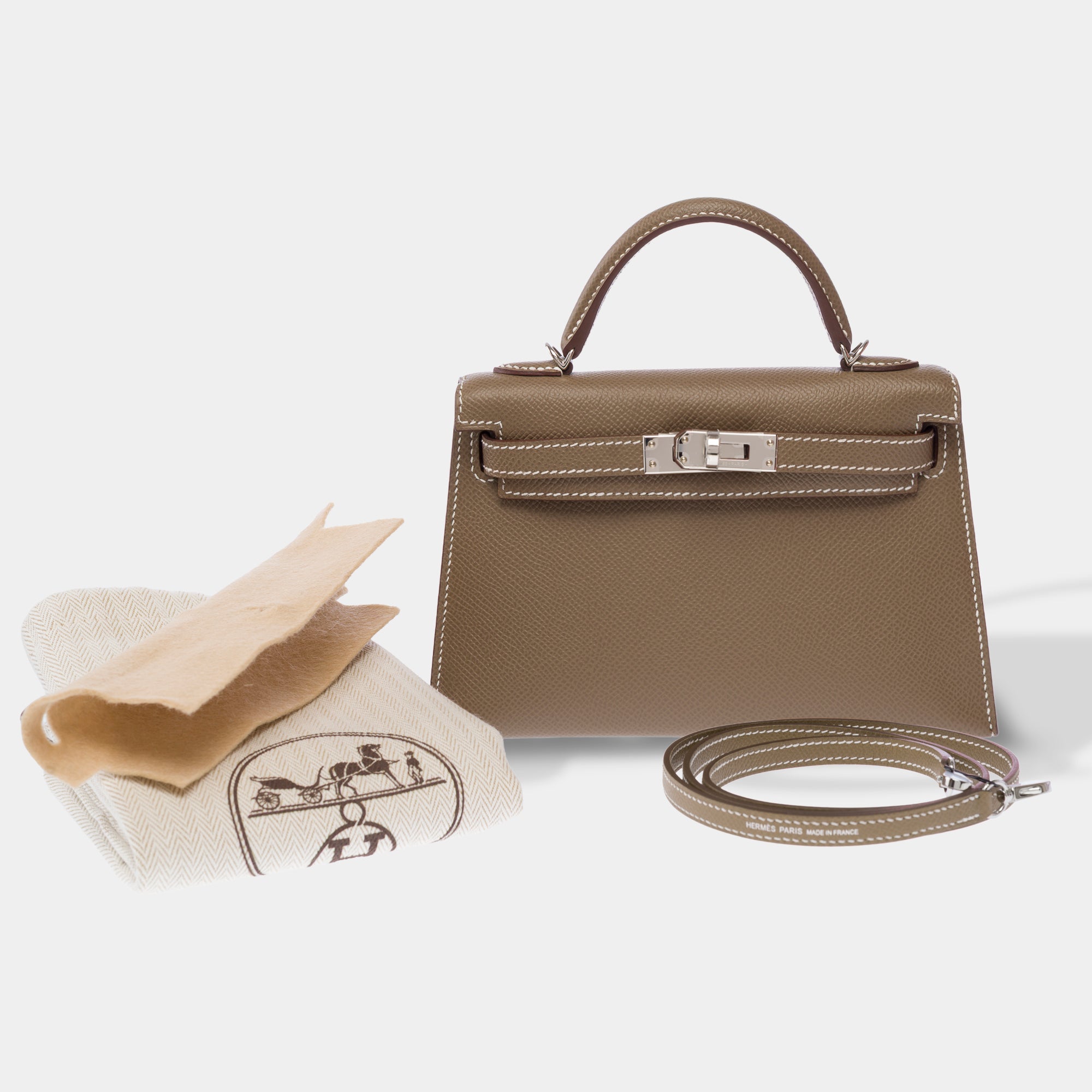 Sac HERMES Kelly Mini en Cuir Étoupe - 103650