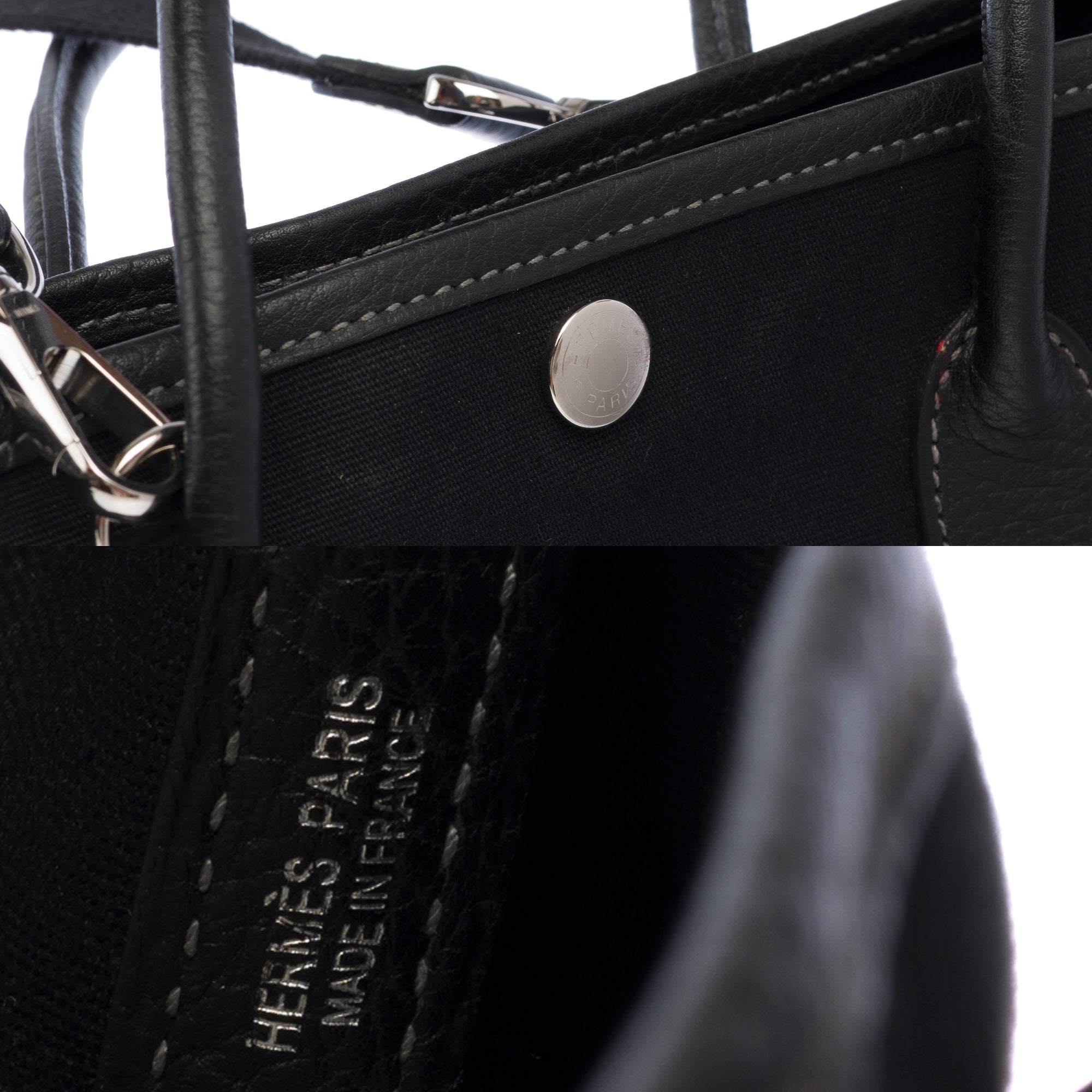 Sac HERMES Garden Party en Toile Noir - 103608