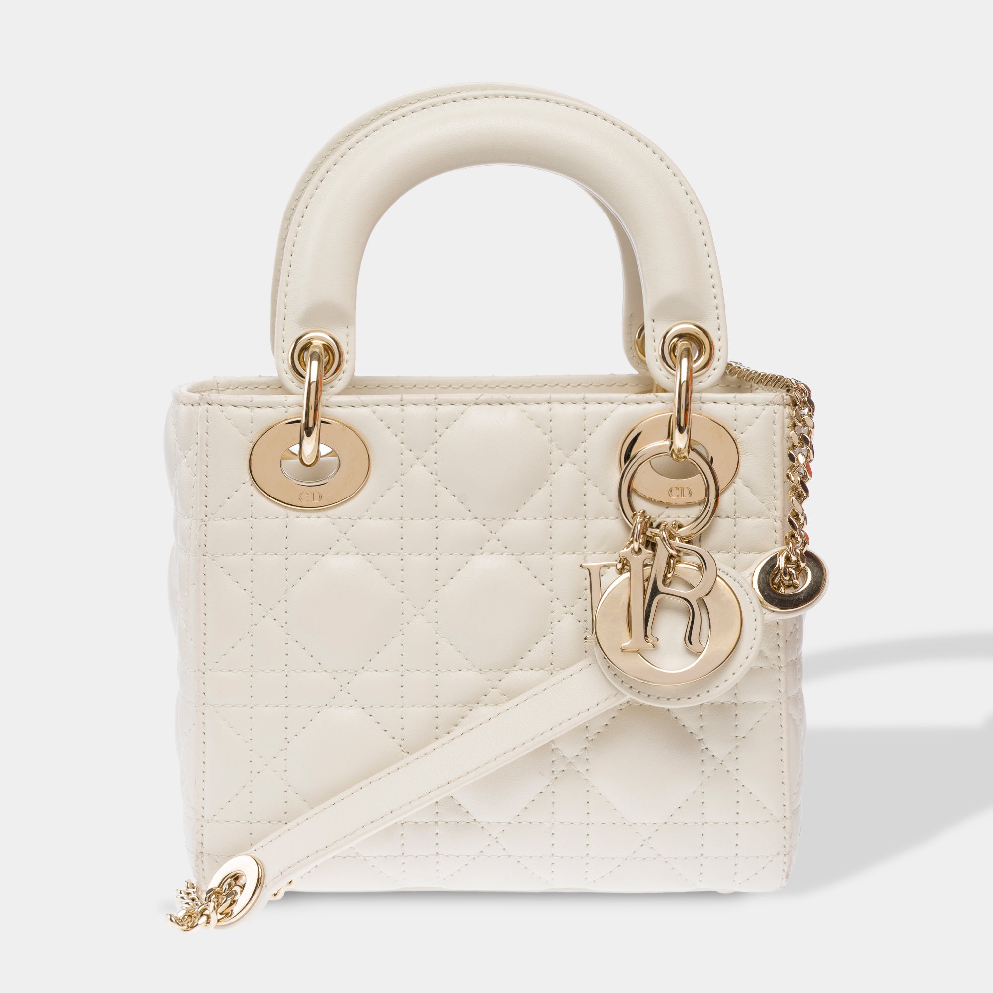 Sac DIOR Lady Dior en Cuir Blanc - 103634