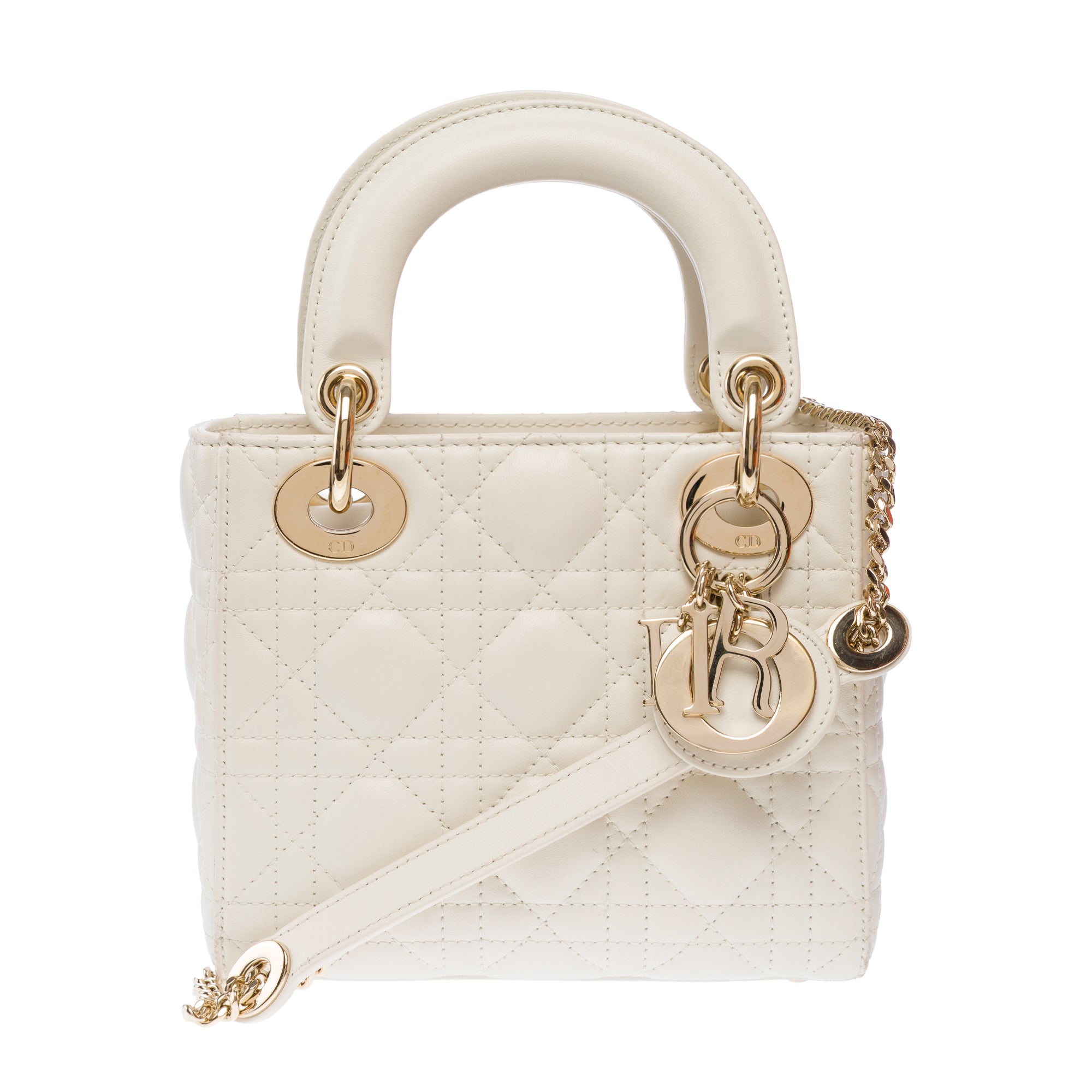 Sac DIOR Lady Dior en Cuir Blanc - 103634