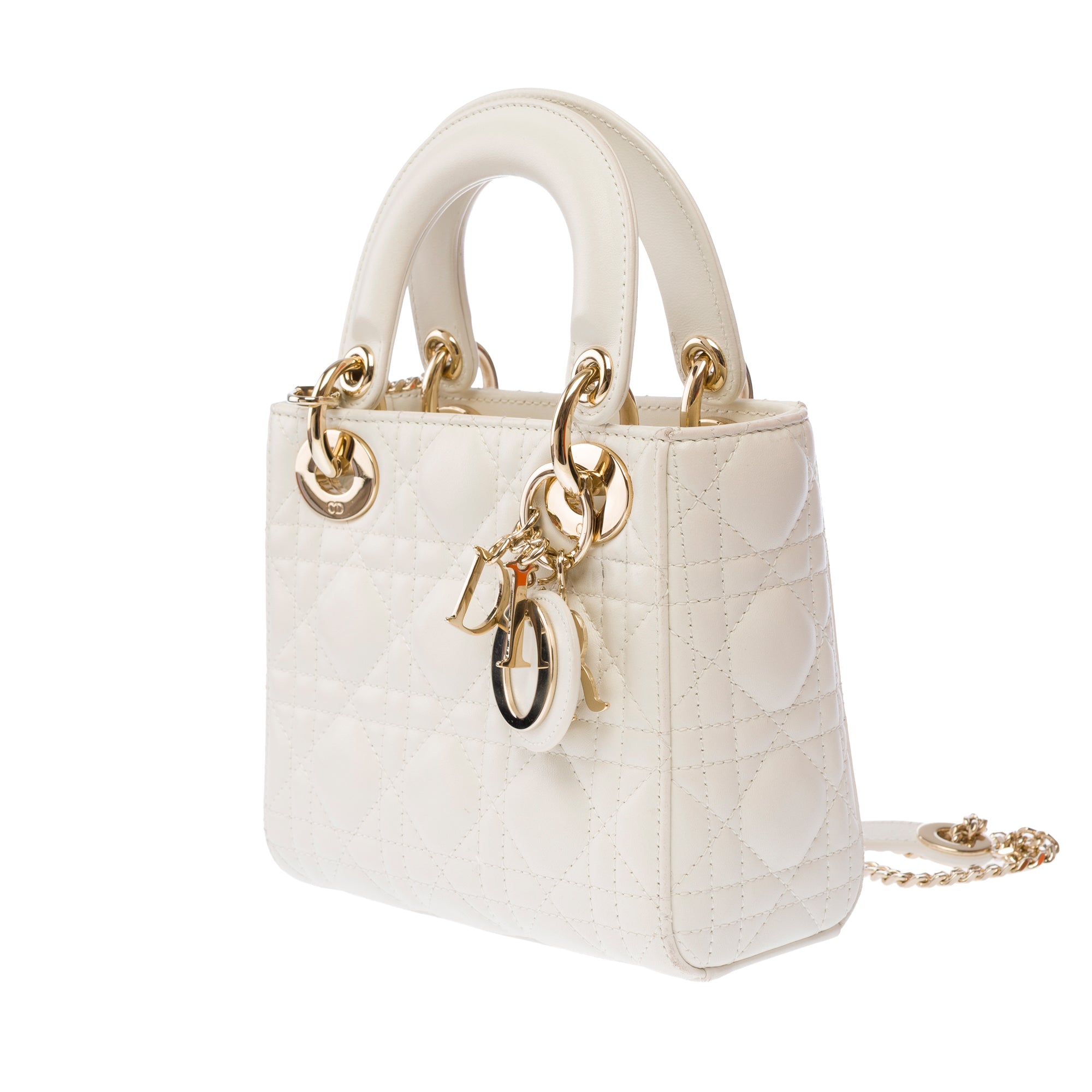 Sac DIOR Lady Dior en Cuir Blanc - 103634