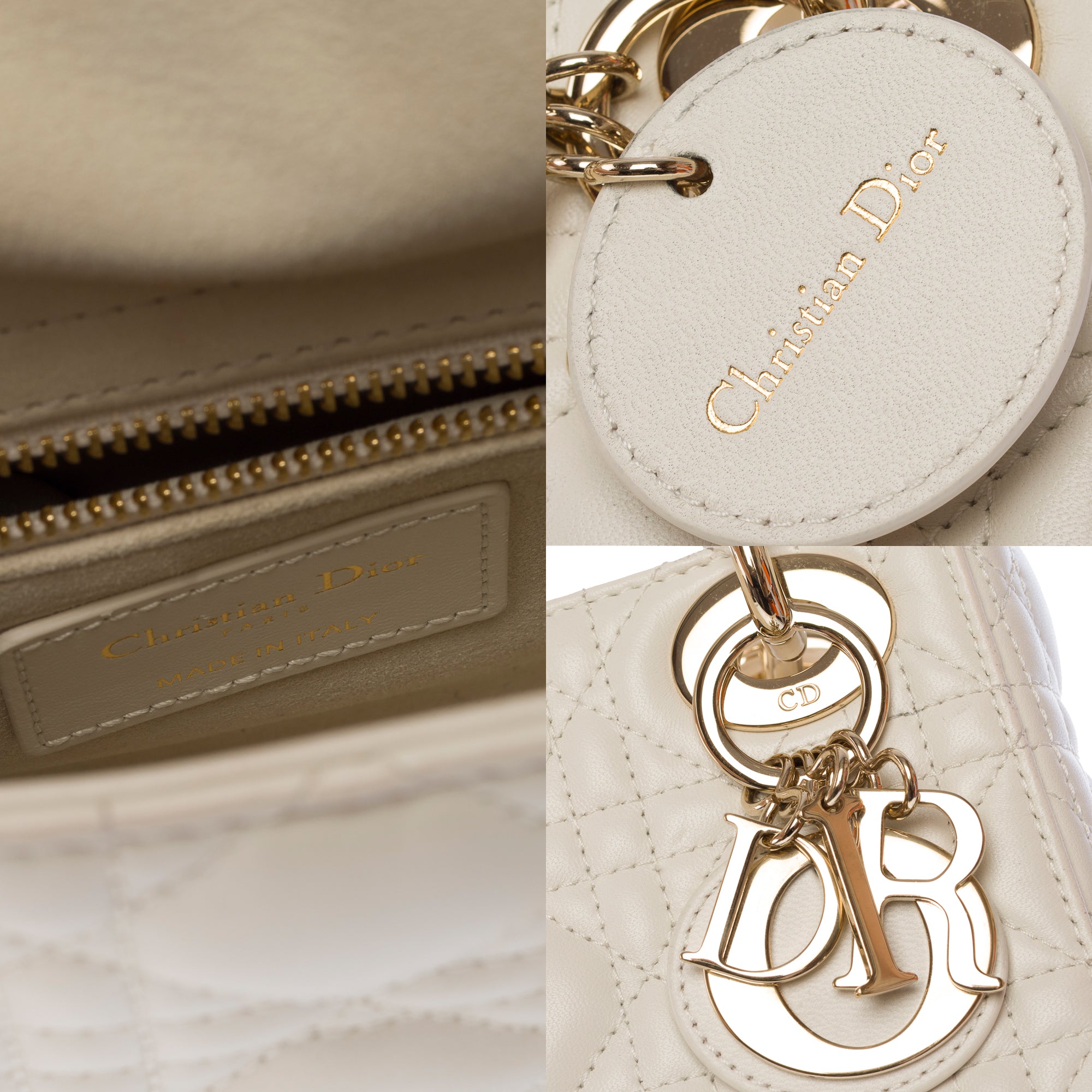 Sac DIOR Lady Dior en Cuir Blanc - 103634