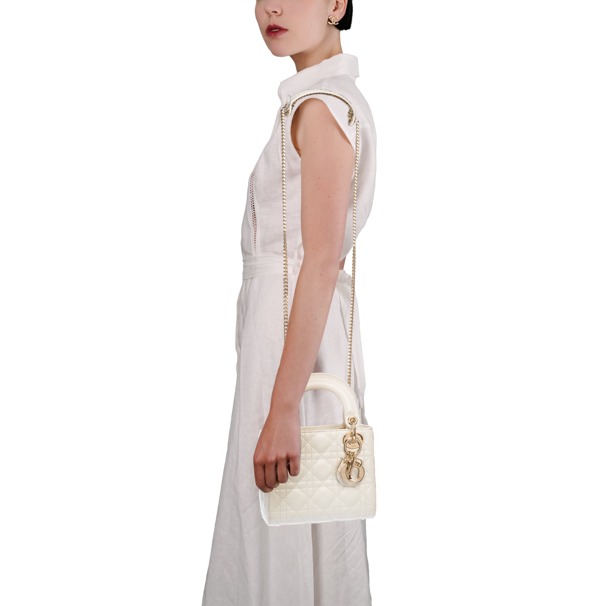 Sac DIOR Lady Dior en Cuir Blanc - 103634