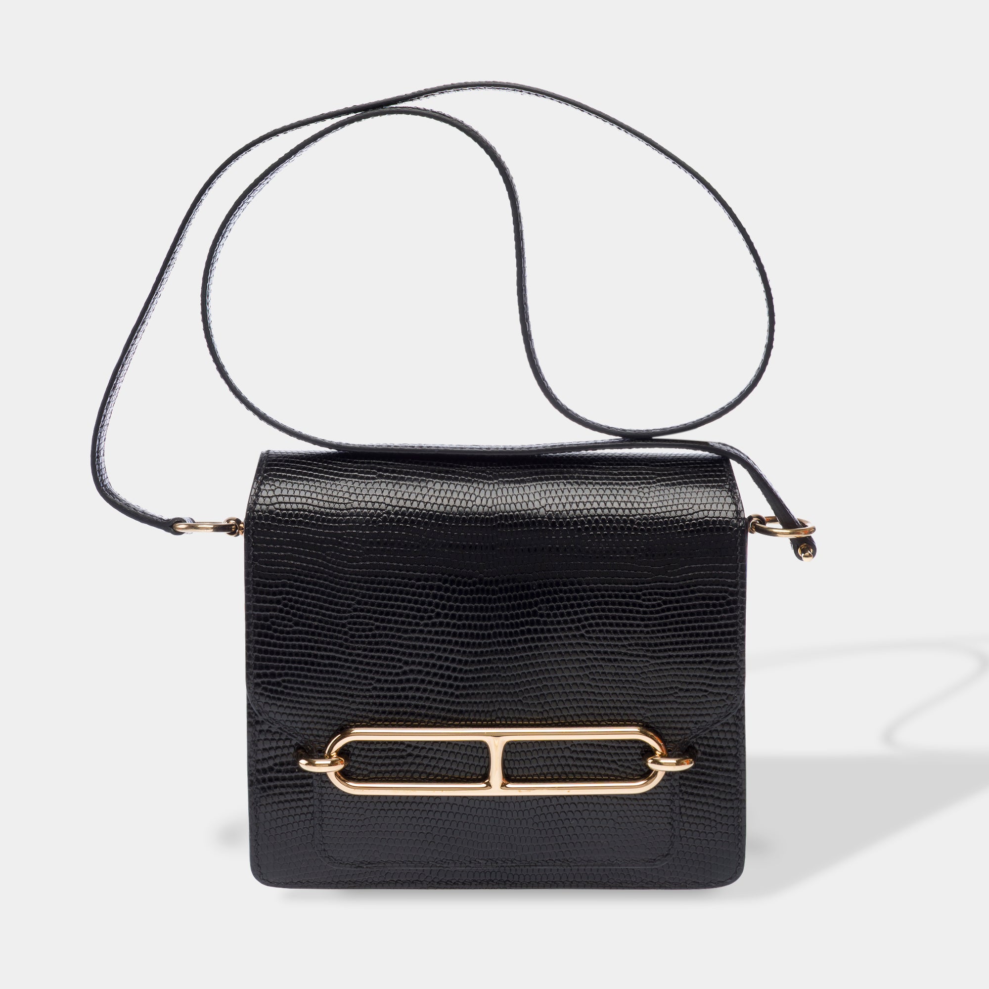 Sac HERMES Roulis en Lèzard Noir - 103657
