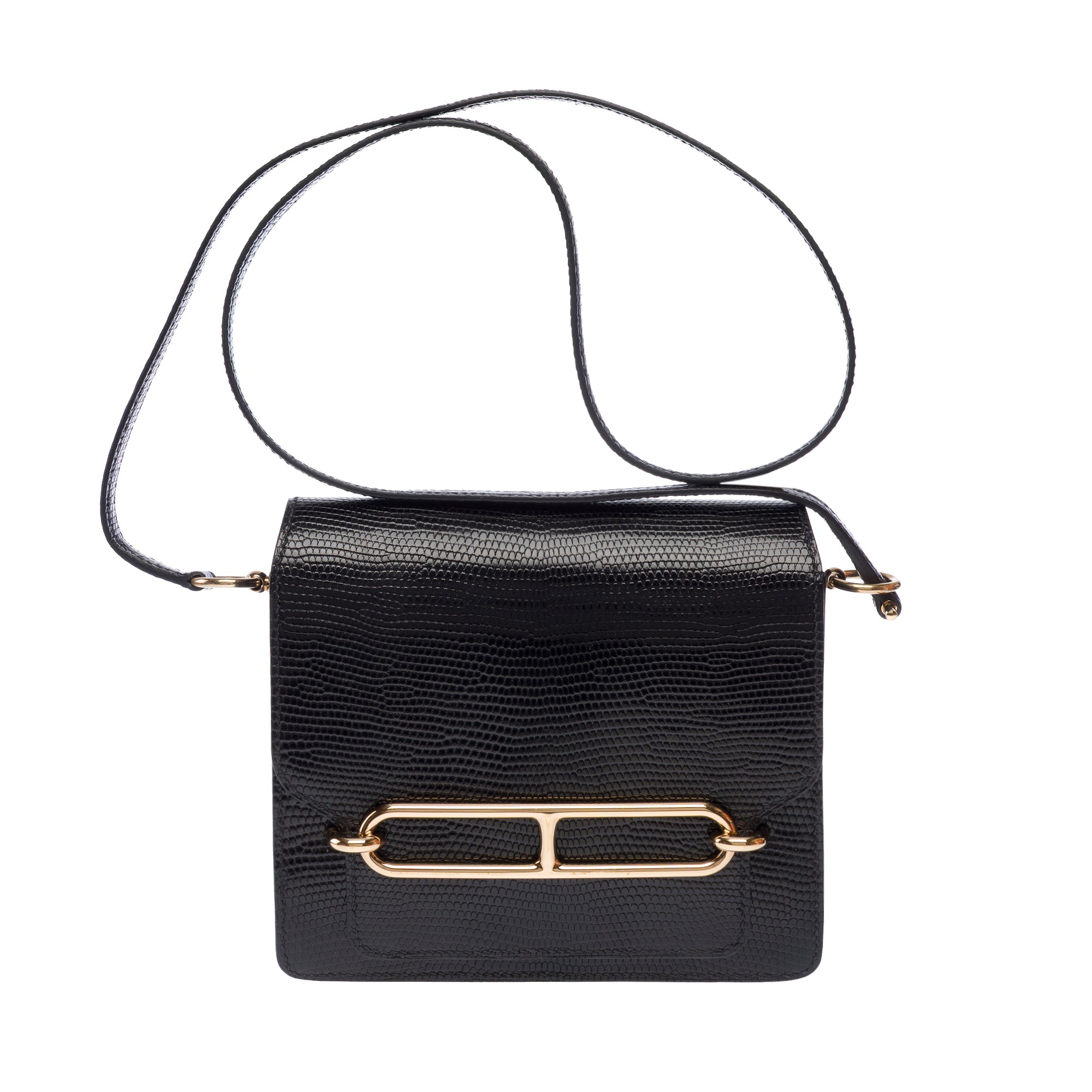 Sac HERMES Roulis en Lèzard Noir - 103657