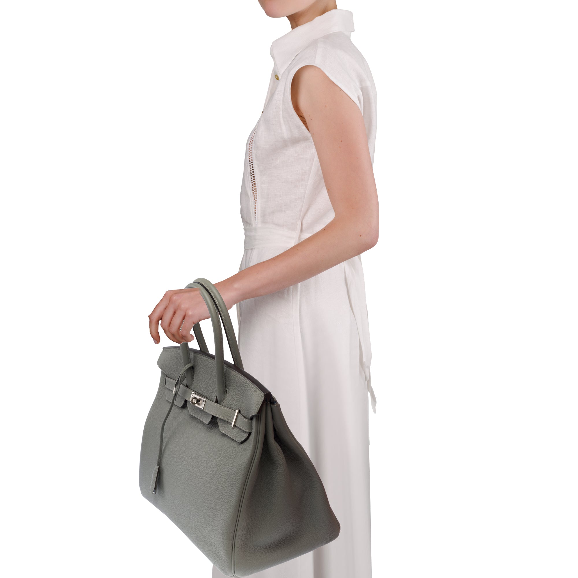 Sac HERMES Birkin 35 en Cuir Gris - 103656