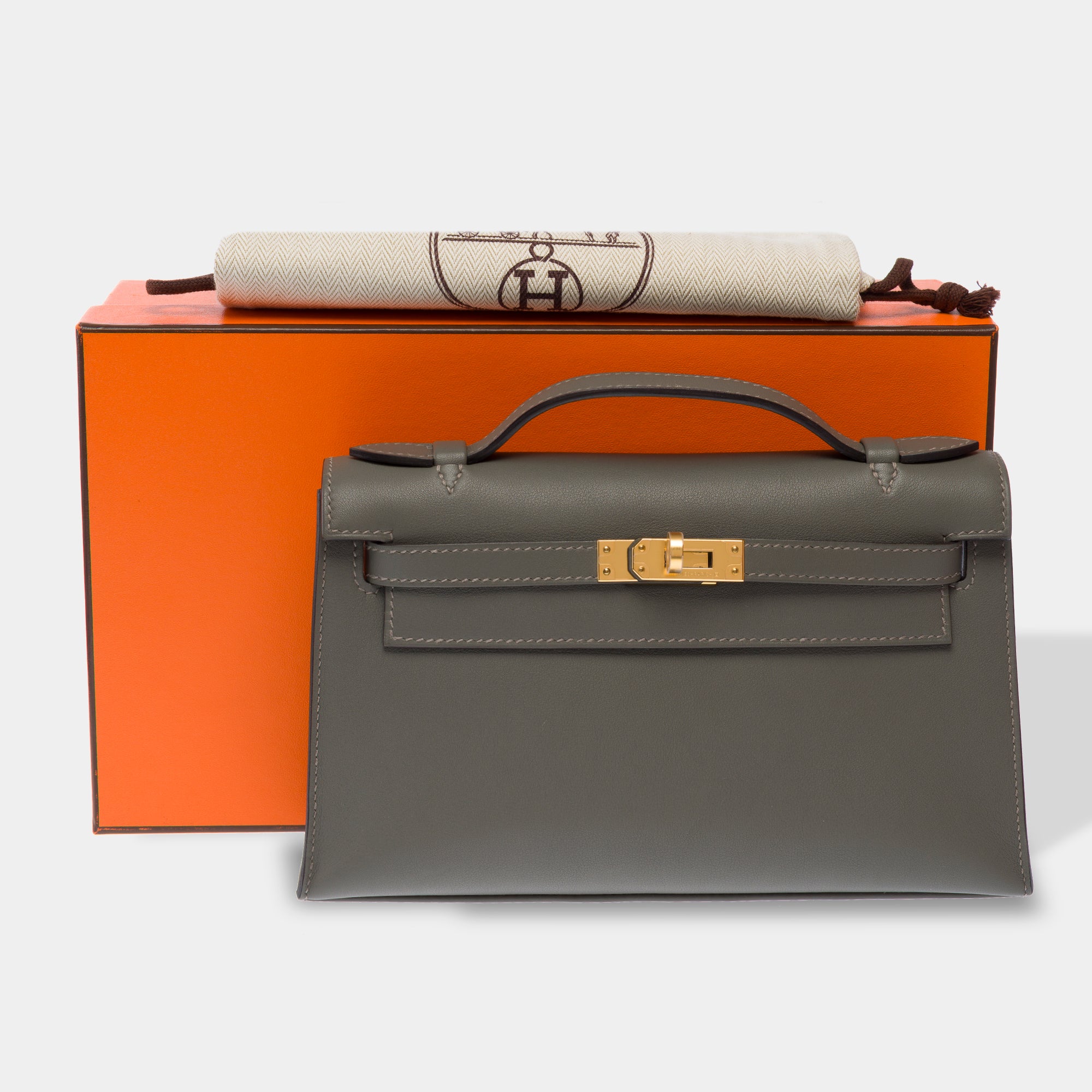 Sac HERMES Kelly Mini en Cuir Gris - 103655