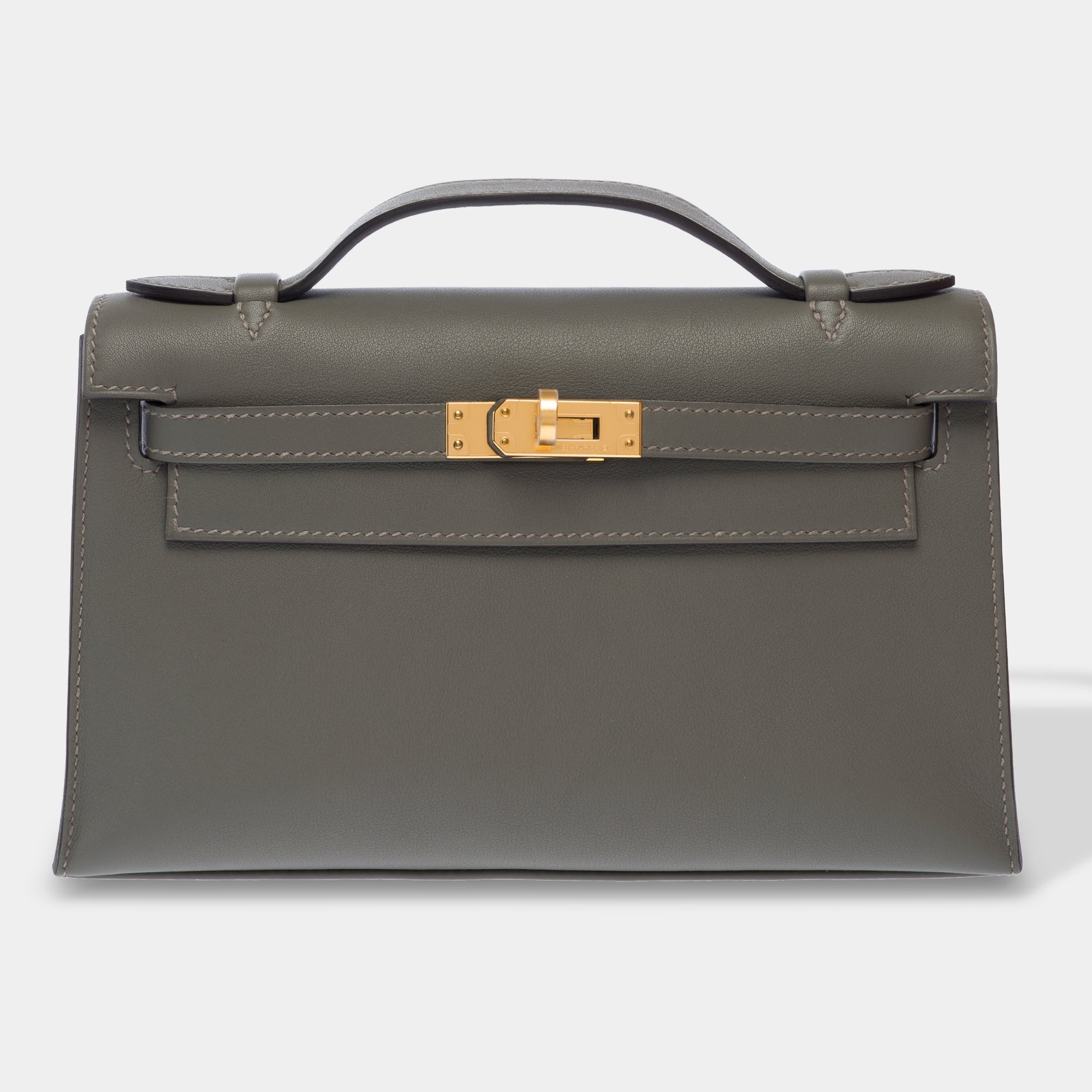 Sac HERMES Kelly Mini en Cuir Gris - 103655