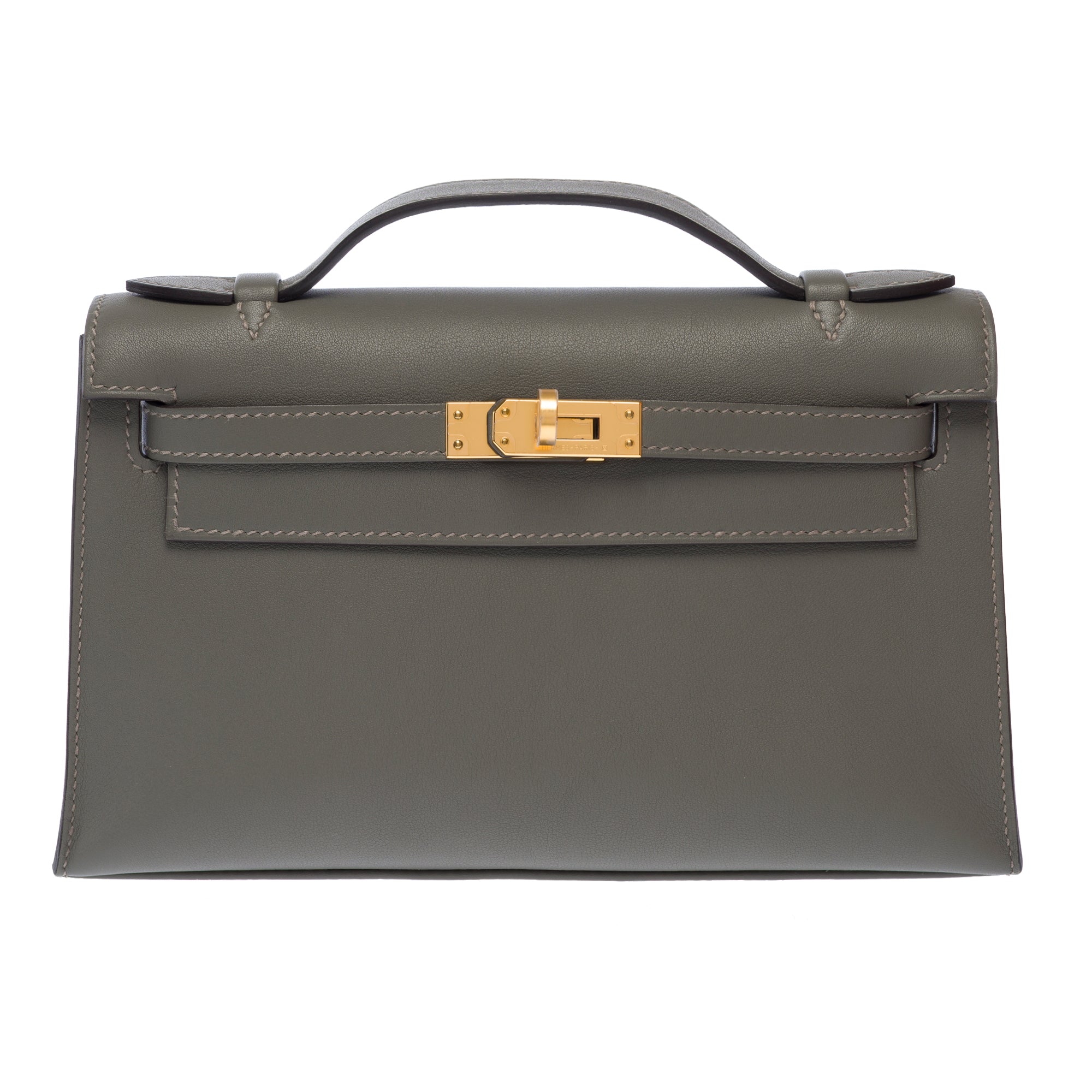 Sac HERMES Kelly Mini en Cuir Gris - 103655