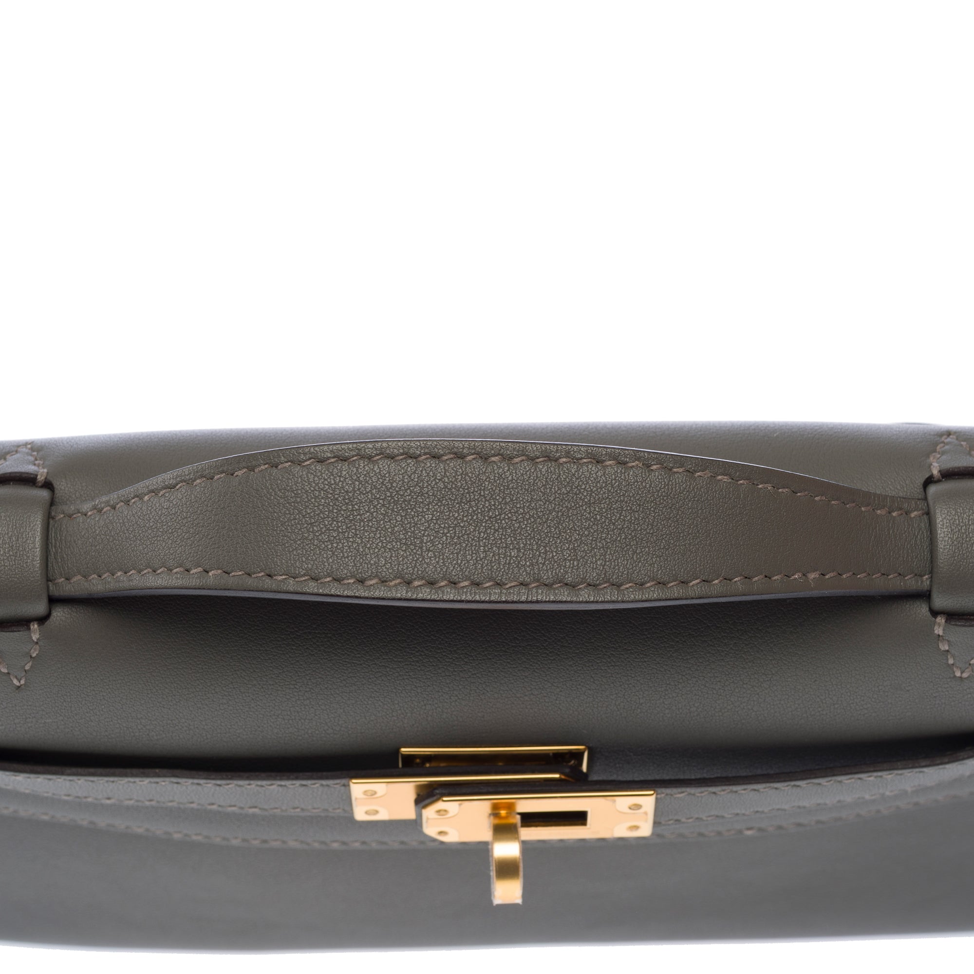 Sac HERMES Kelly Mini en Cuir Gris - 103655
