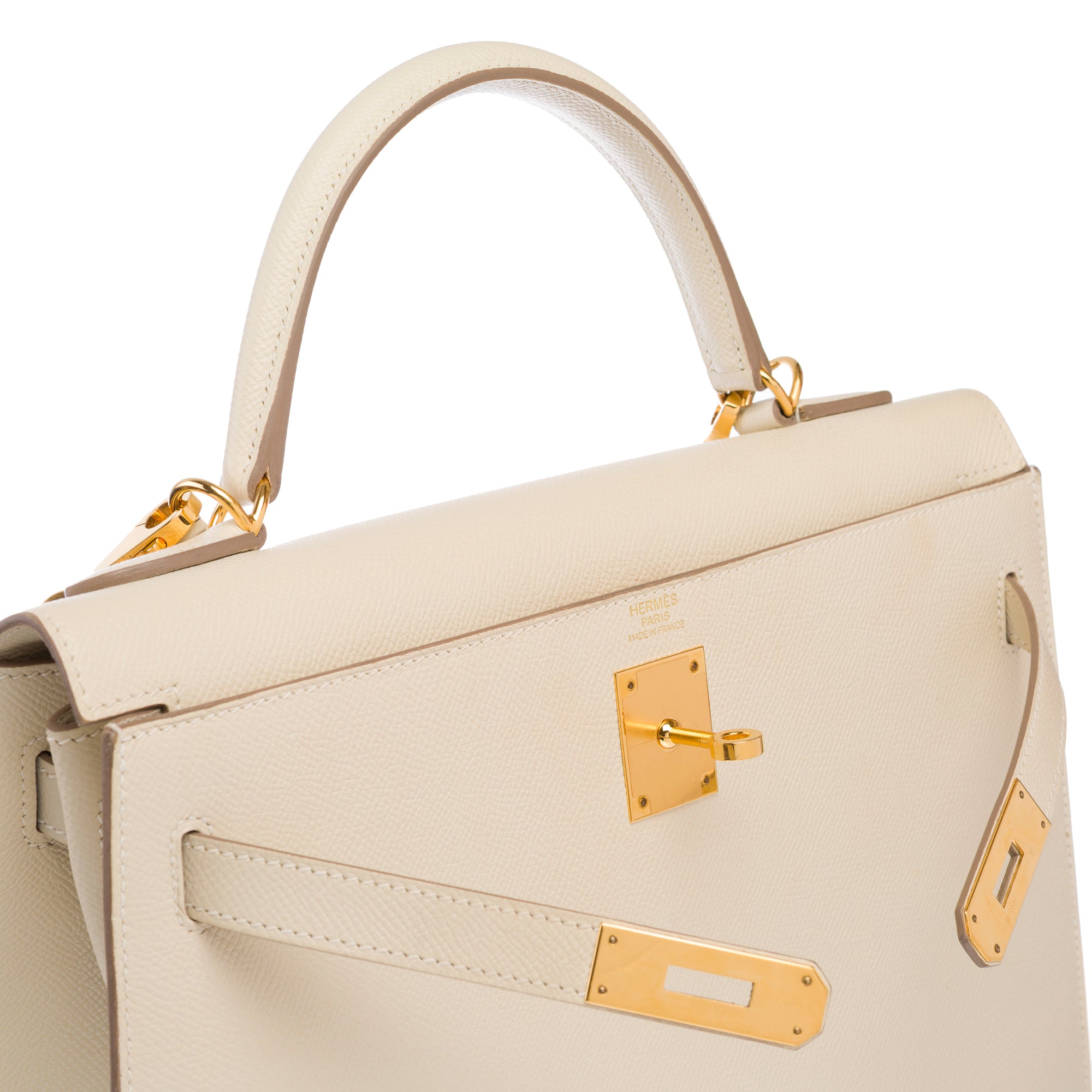 Sac HERMES Kelly 32 en Cuir Blanc - 103658