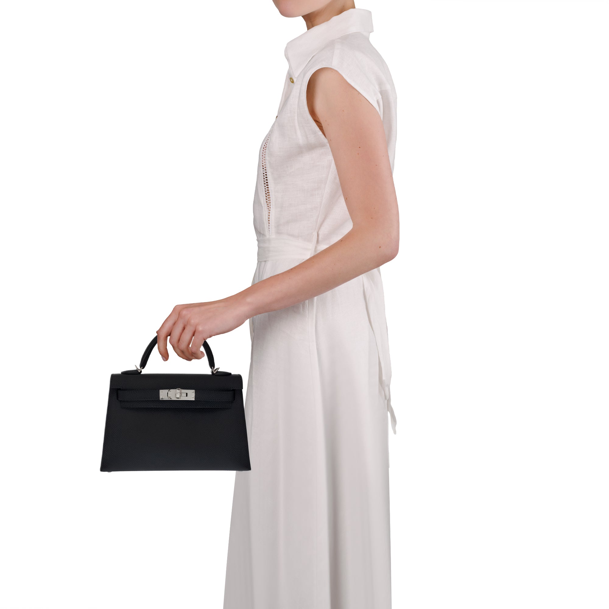 Sac HERMES Kelly Mini en Cuir Noir - 103660