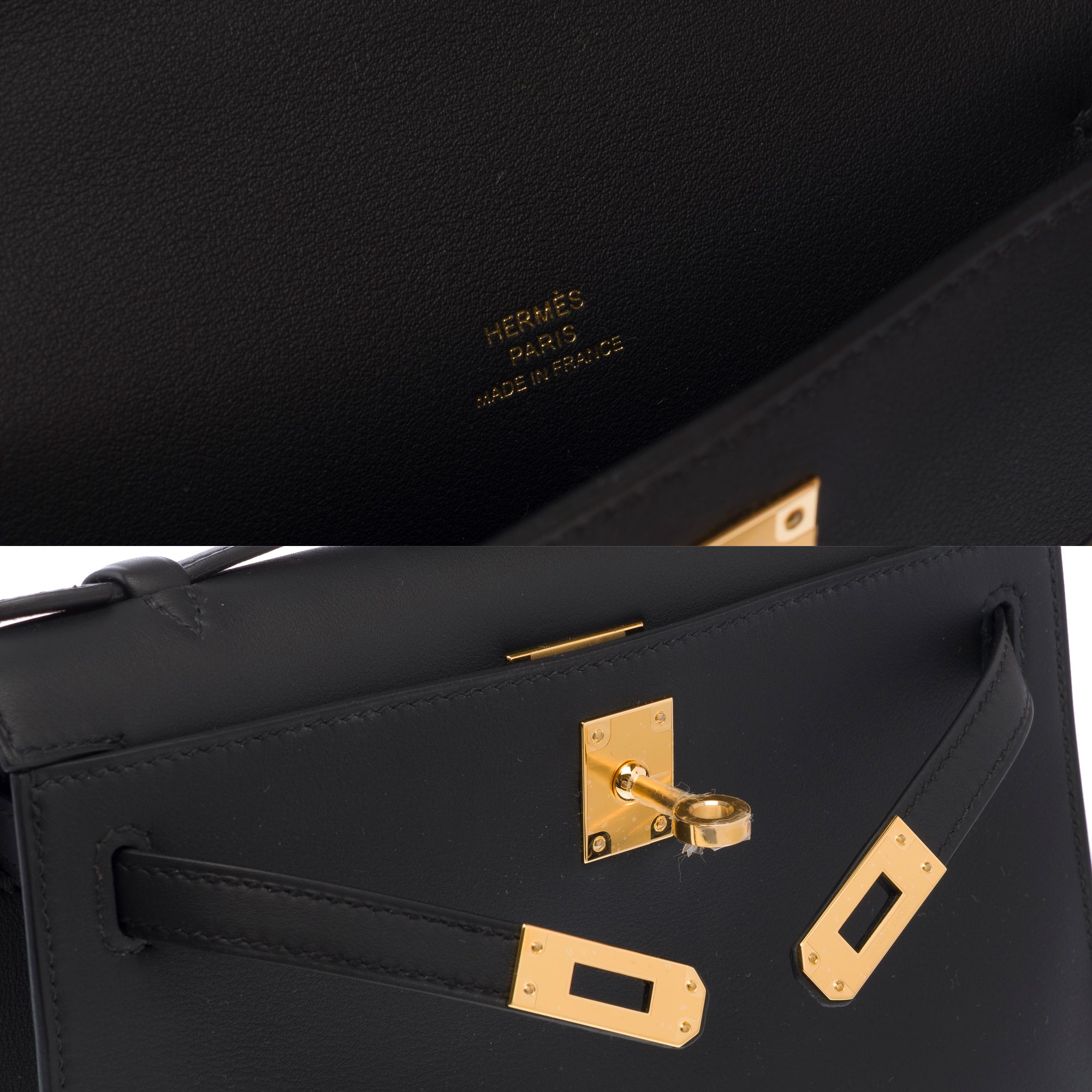 Sac HERMES Kelly Mini en Cuir Noir - 103661