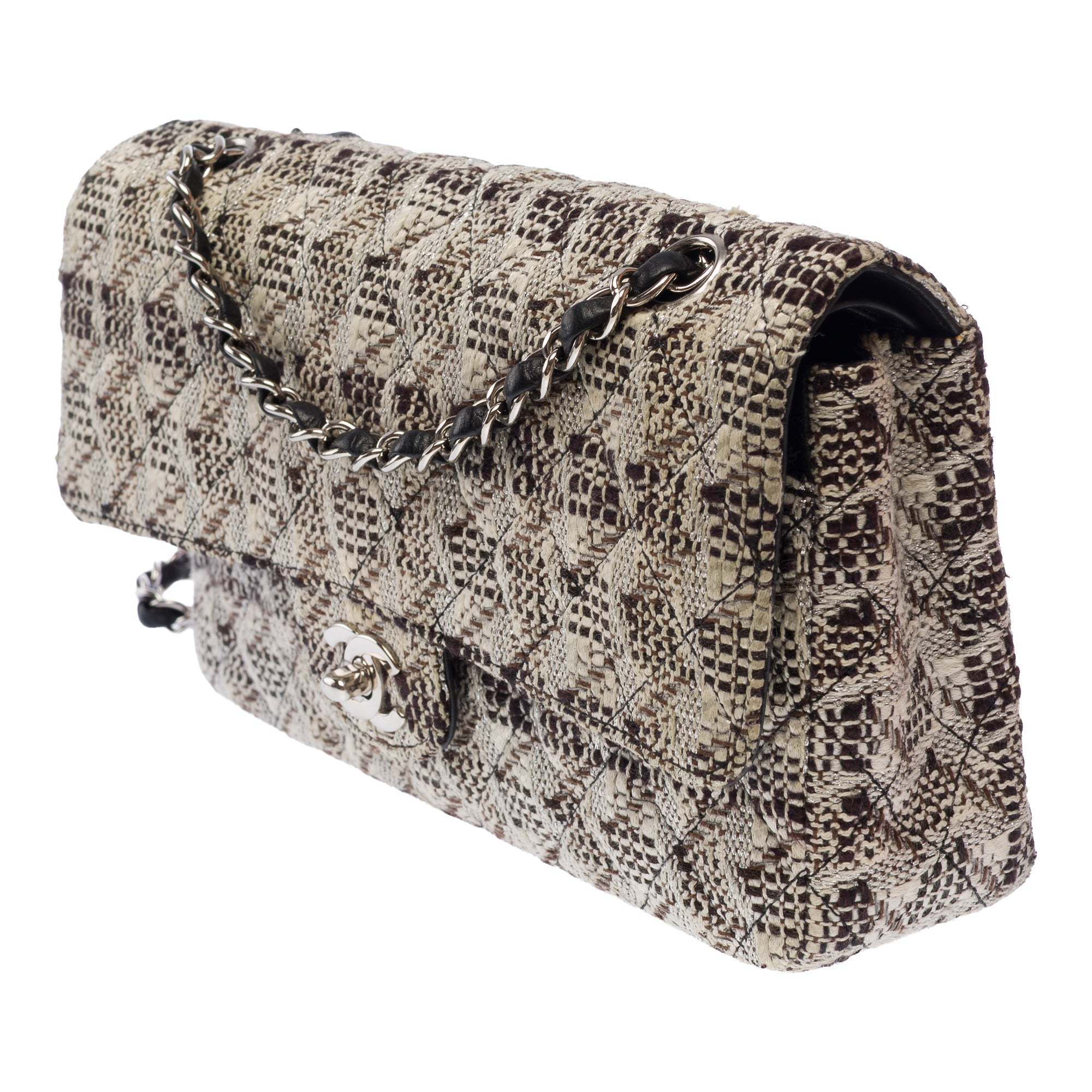Sac CHANEL Timeless/Classique en Tweed Blanc - 103675