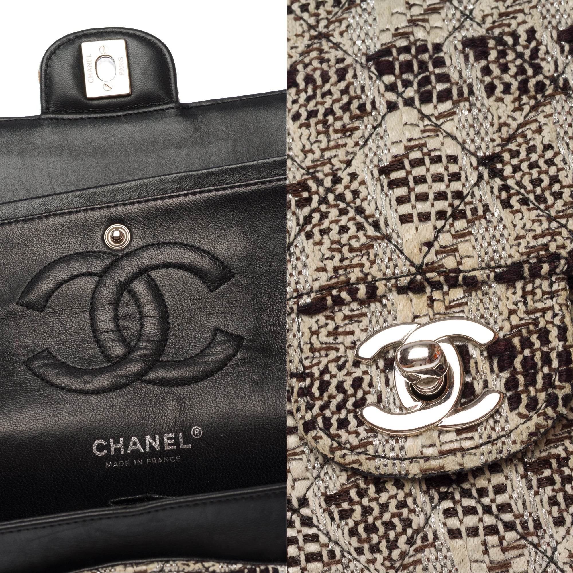 Sac CHANEL Timeless/Classique en Tweed Blanc - 103675