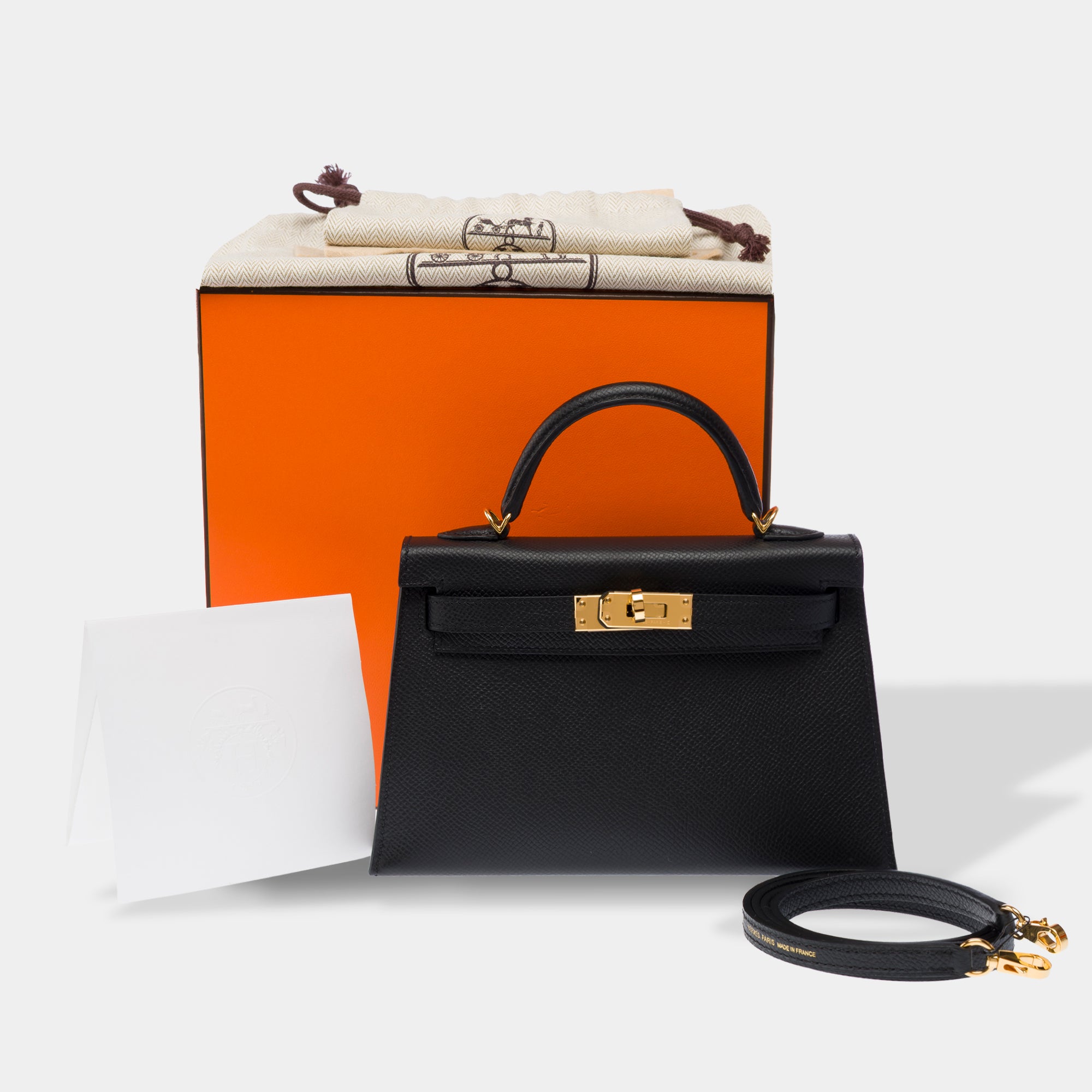 Sac HERMES Kelly Mini en Cuir Noir - 103688