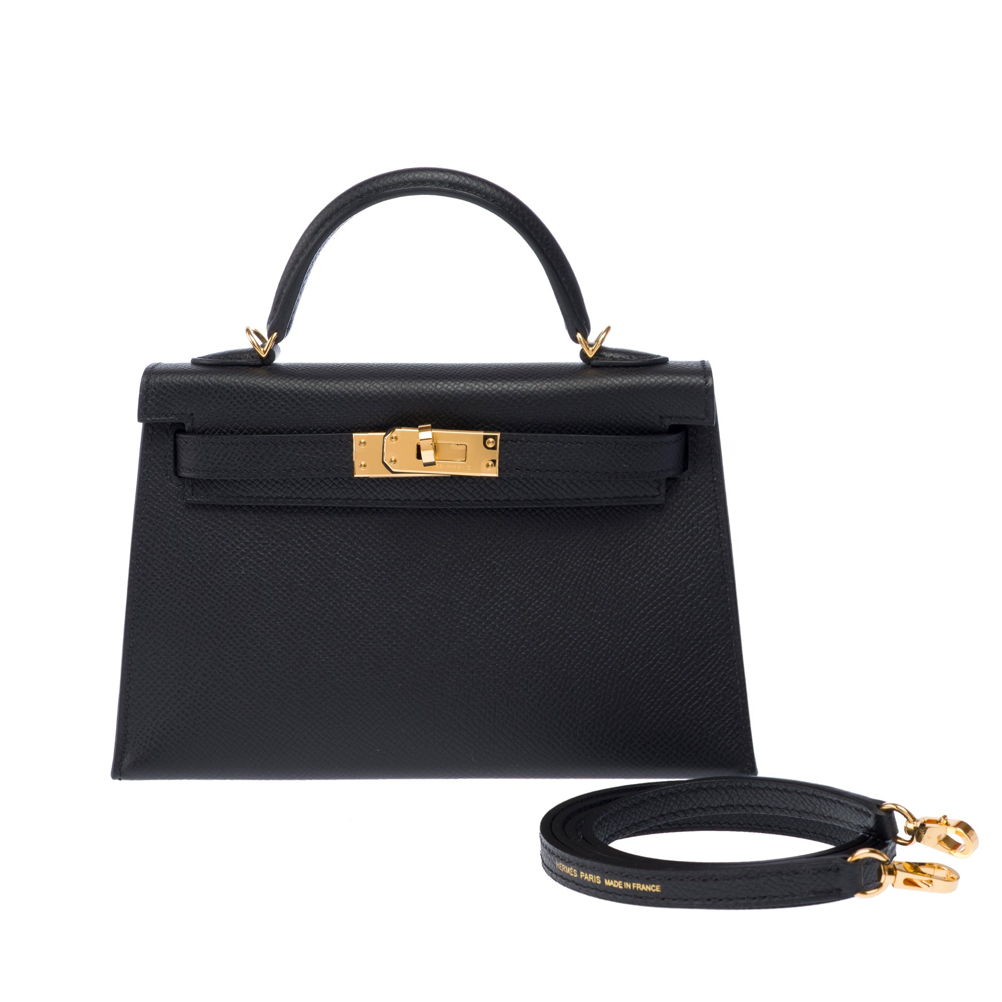 Sac HERMES Kelly Mini en Cuir Noir - 103688