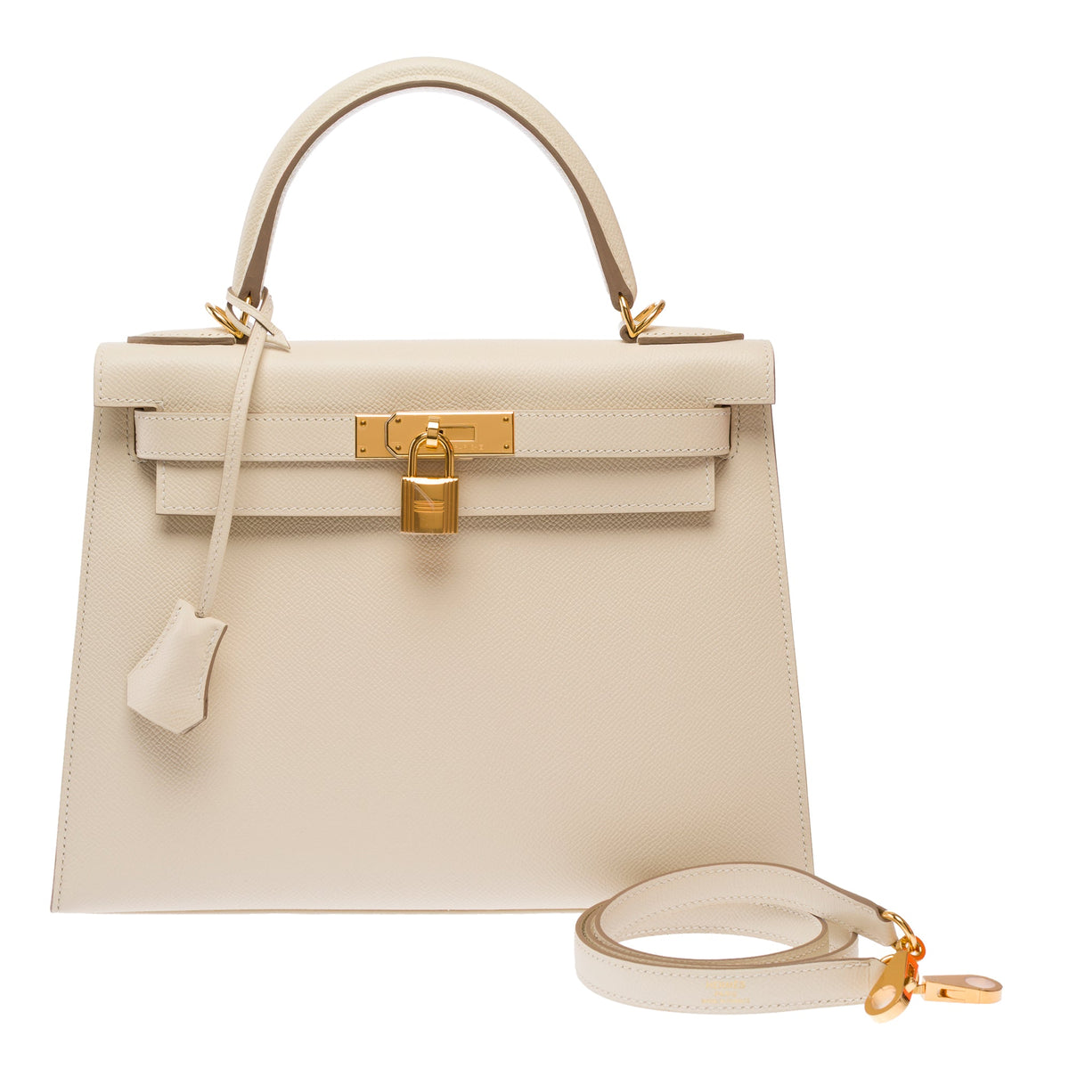 Sac HERMES Kelly 28 en Cuir Blanc - 103686