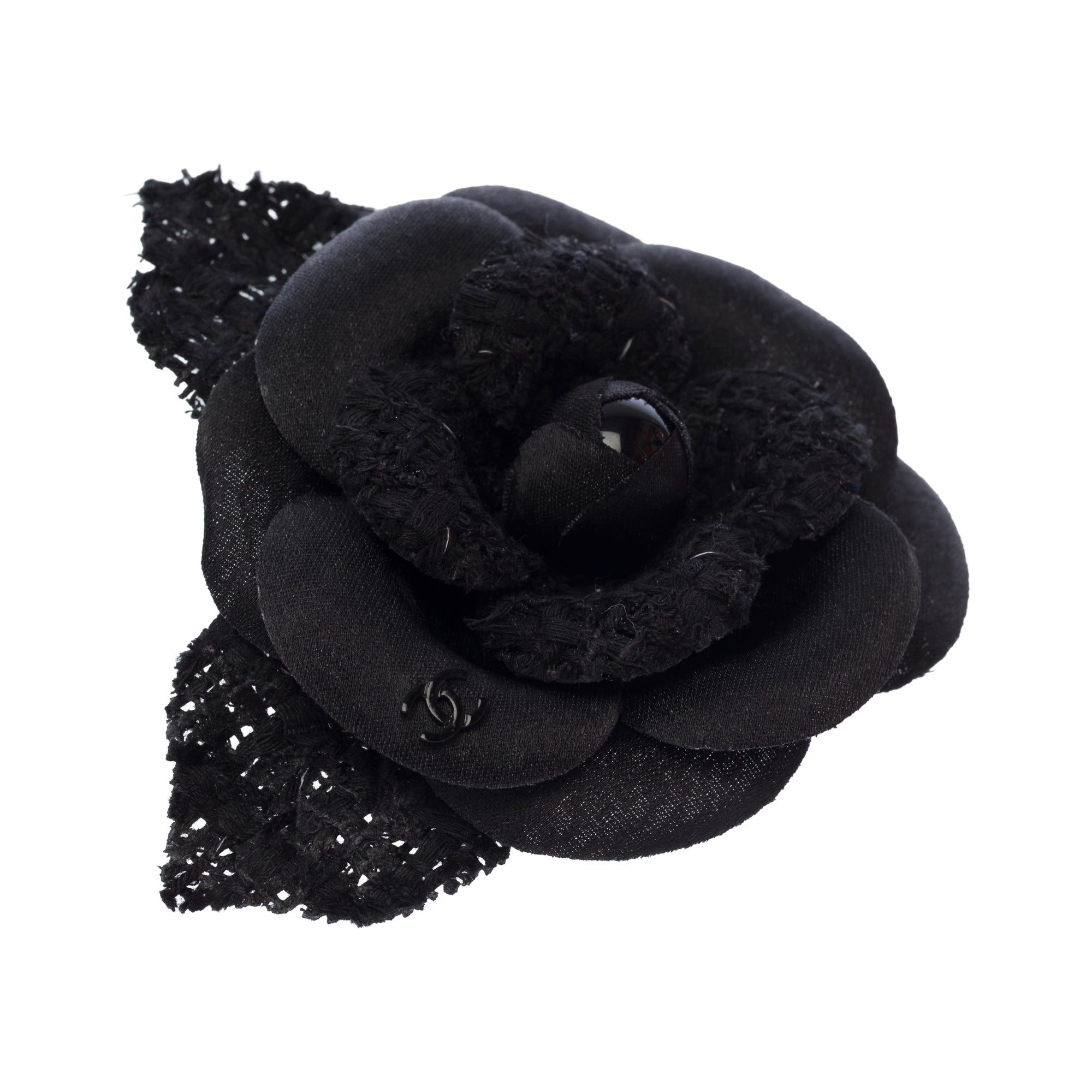 Bijoux CHANEL Camelia en Soie Noir - 103673