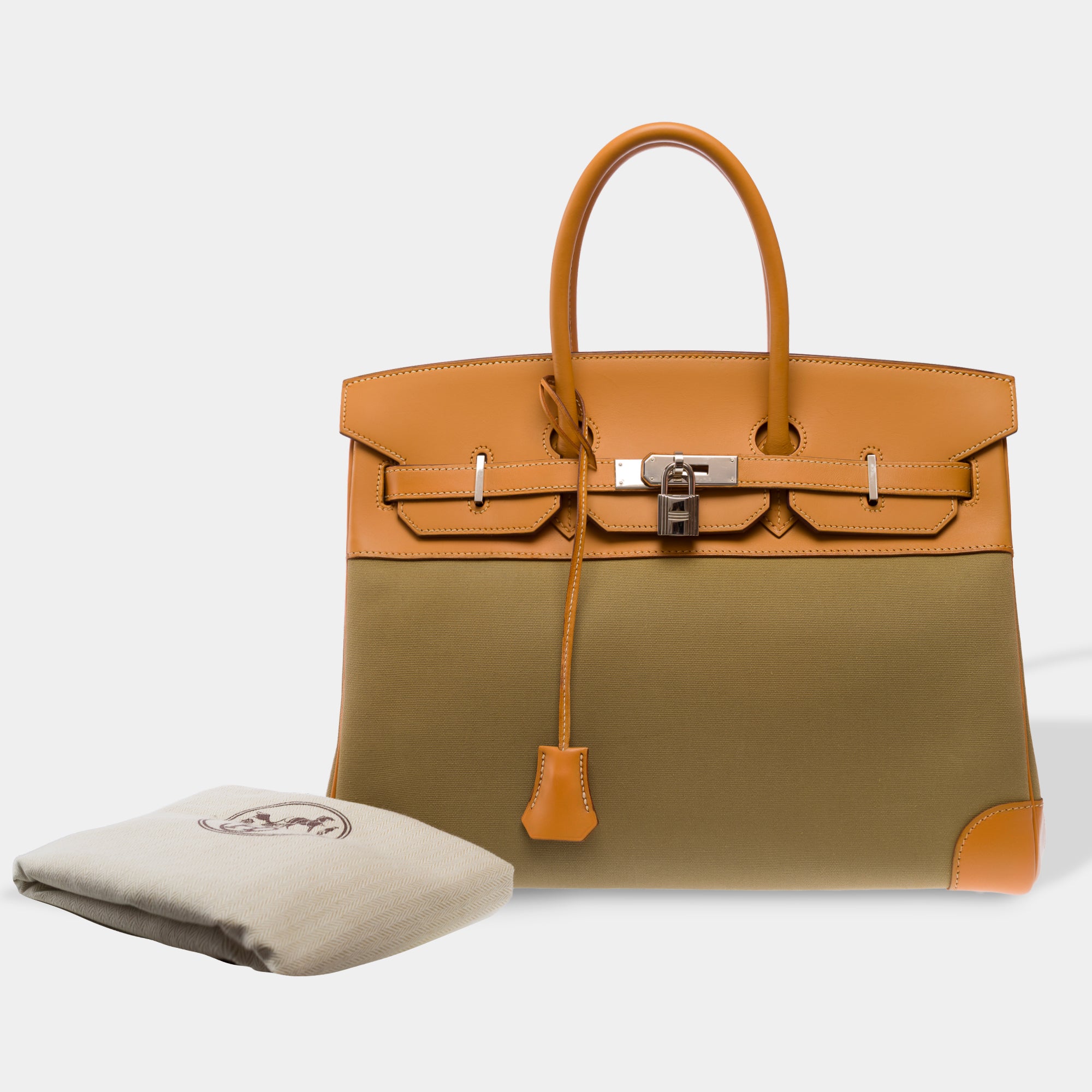Sac HERMES Birkin 35 en Toile Vert - 103699